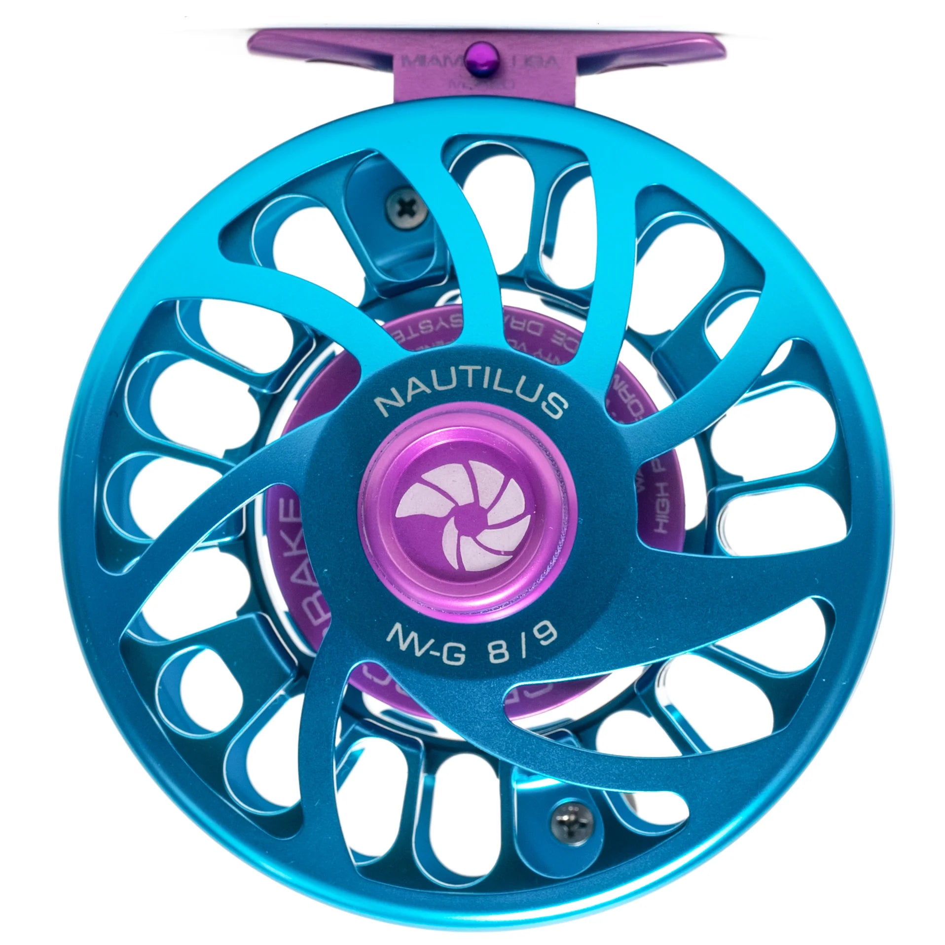 Nautilus NV-G Turquoise 8/9 Fly Reel - Full Custom with Violet/Purple color accent parts