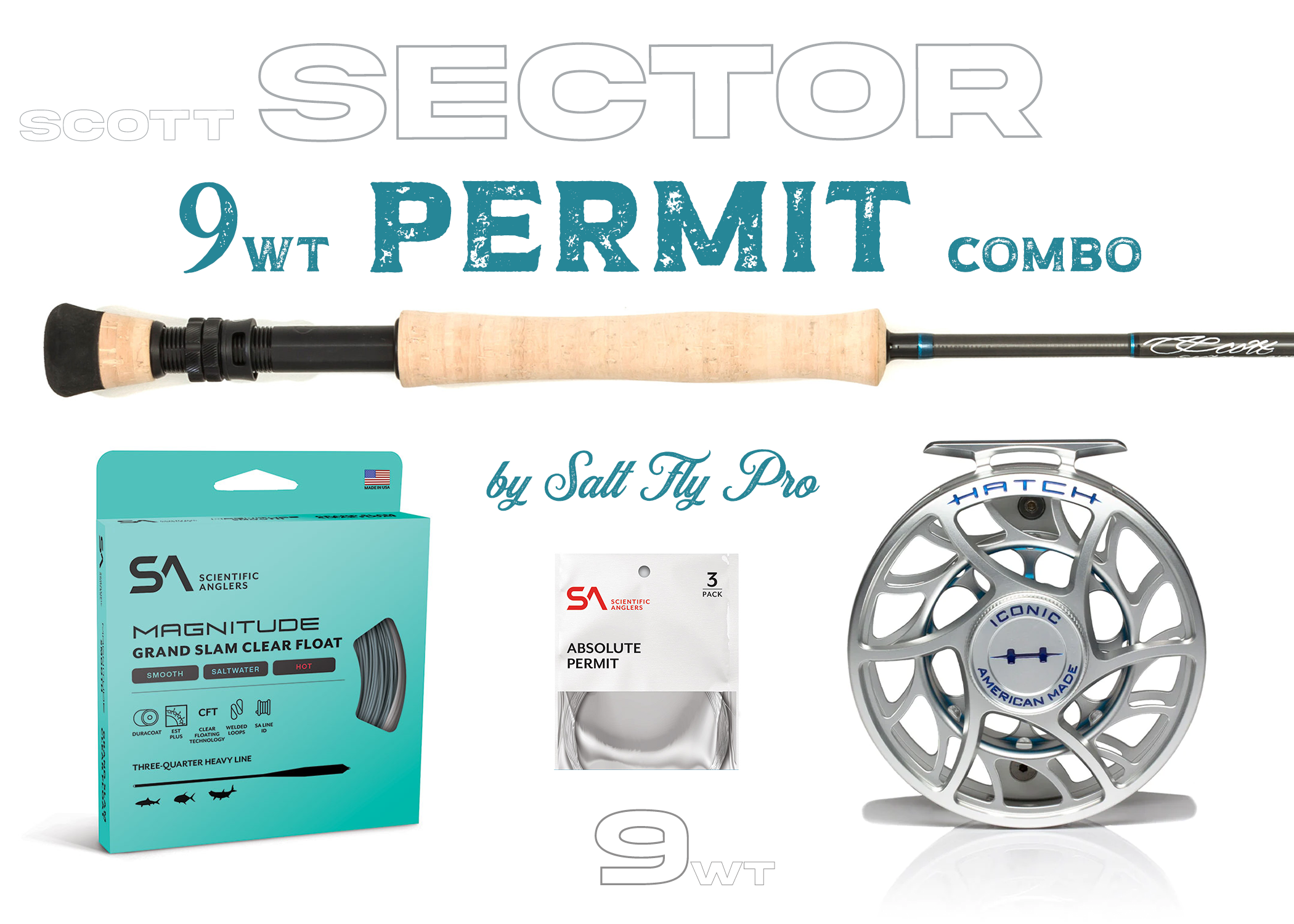 9wt fly rod and reel Scott Sector 9wt BONEFISH & PERMIT Outfit Combo