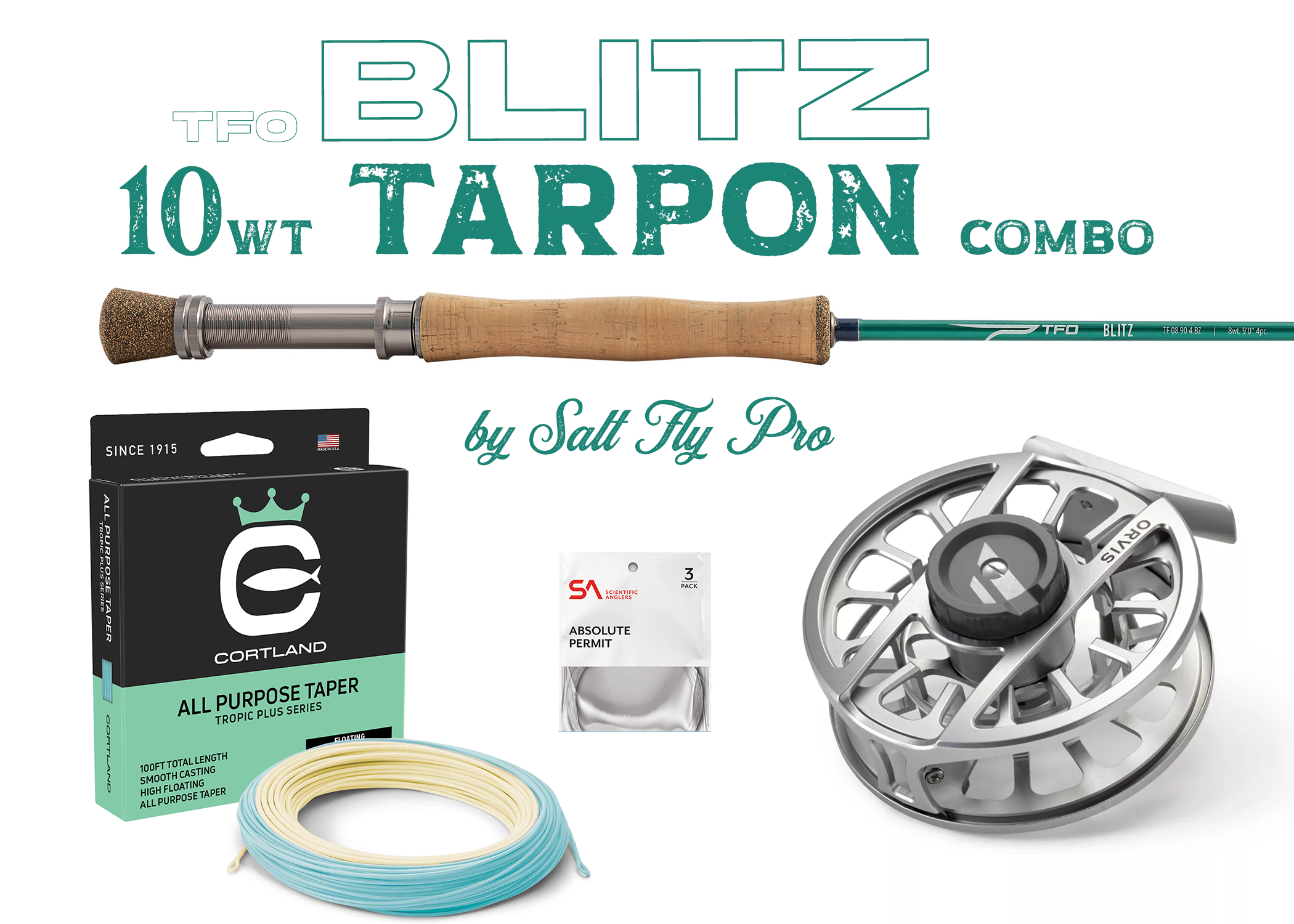 TFO BLITZ 10wt LIGHT TARPON BIG PERMIT Fly Rod Combo Outfit