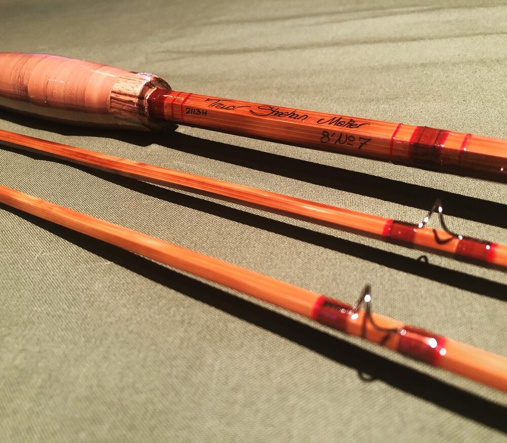 Custom Bamboo Fly Rod 8' 7wt Flamed Hollow Bamboo Rod Handbuilt in USA Custom Bamboo Fly Rod 8' 7wt Flamed Hollow Bamboo Rod Handbuilt in USA