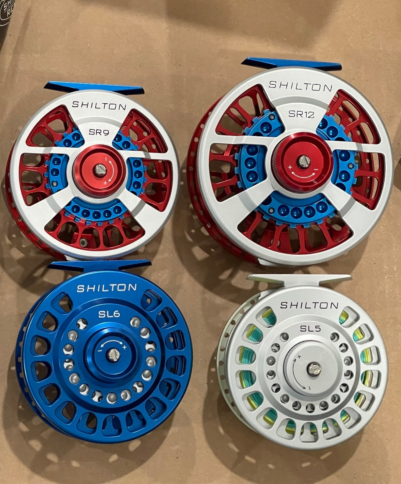 colorful fly reels Shilton SR12 Reels (12wt+) in Red White & Blue – Salt Fly Pro