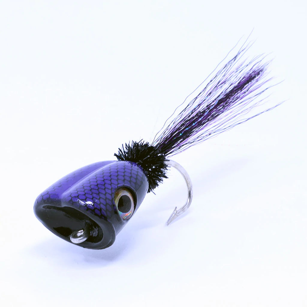 Double Barrel Baitfish Poppers Black & Purple #5/0 - NEW!