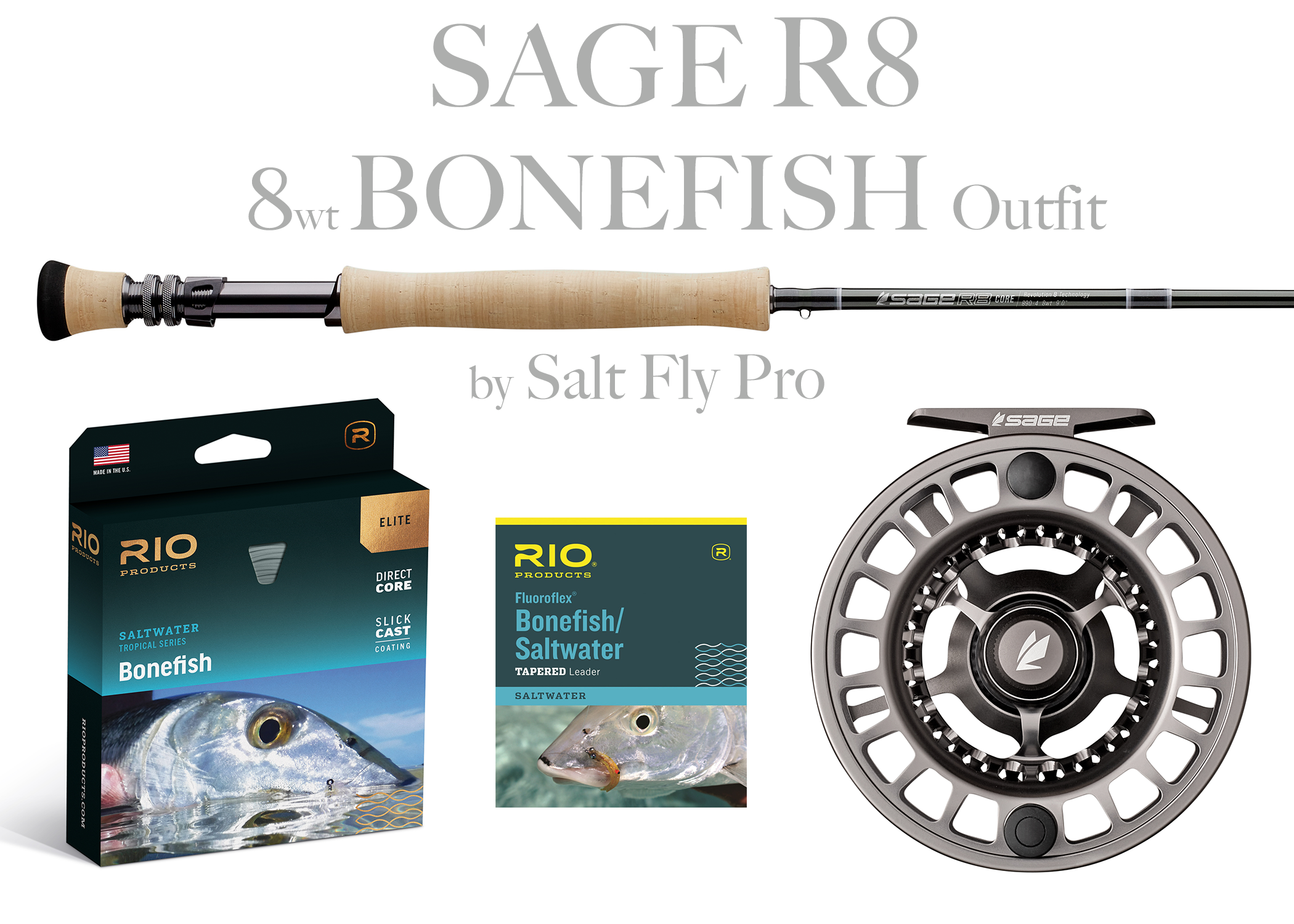 Sage R8 Core 8wt BONEFISH Fly Rod Outfit Combo - NEW!