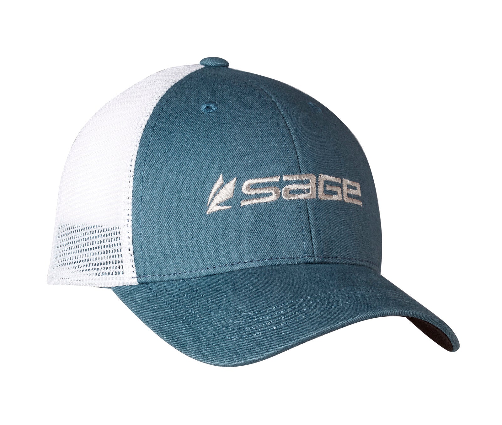 Sage Logo Trucker Hat Mesh Back in Blue