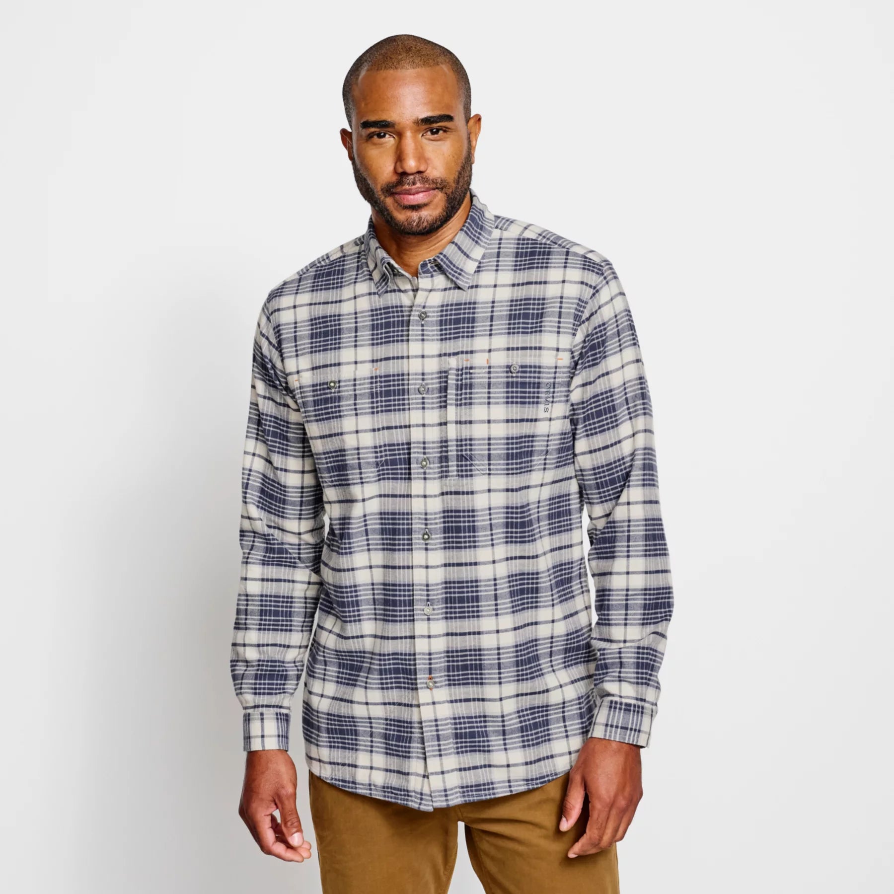 Orvis Flat Creek Tech Flannel Shirt in Snow/Carbon - Save!