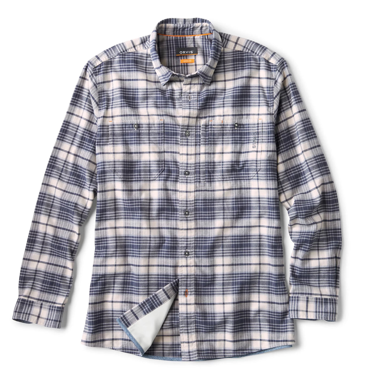 Orvis Flat Creek Tech Flannel Shirt in Snow/Carbon