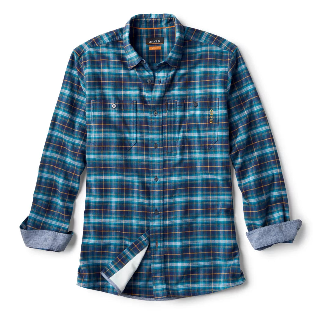 Orvis Flat Creek Tech Flannel Shirt in Blue Lagoon - New!