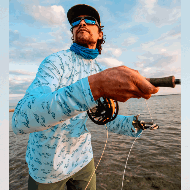 baseball fishing pole gif Orvis Men's DriCast 1/4-Zip Pullover Shirt in Blue Mist