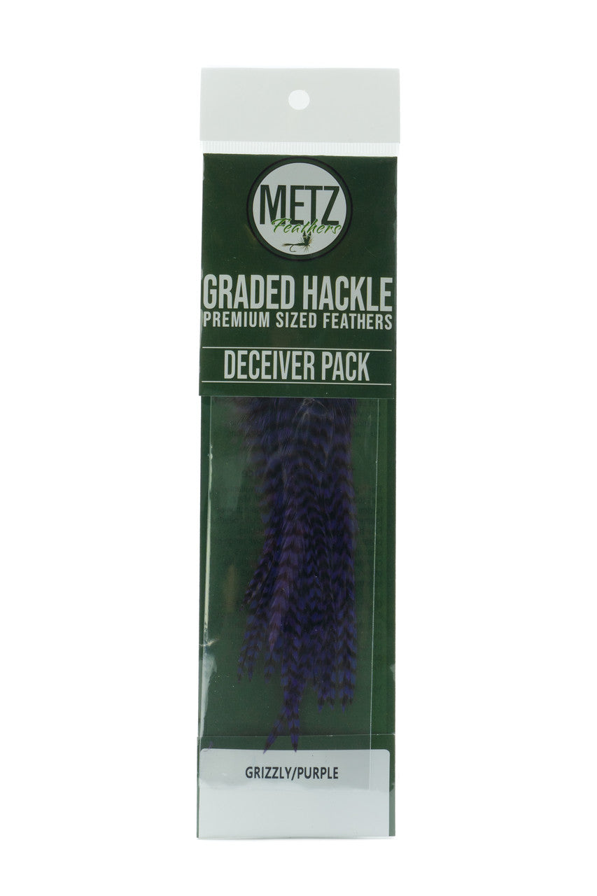 Umpqua Metz Deceiver/Streamer Hackle Pack - Grizzly/Purple