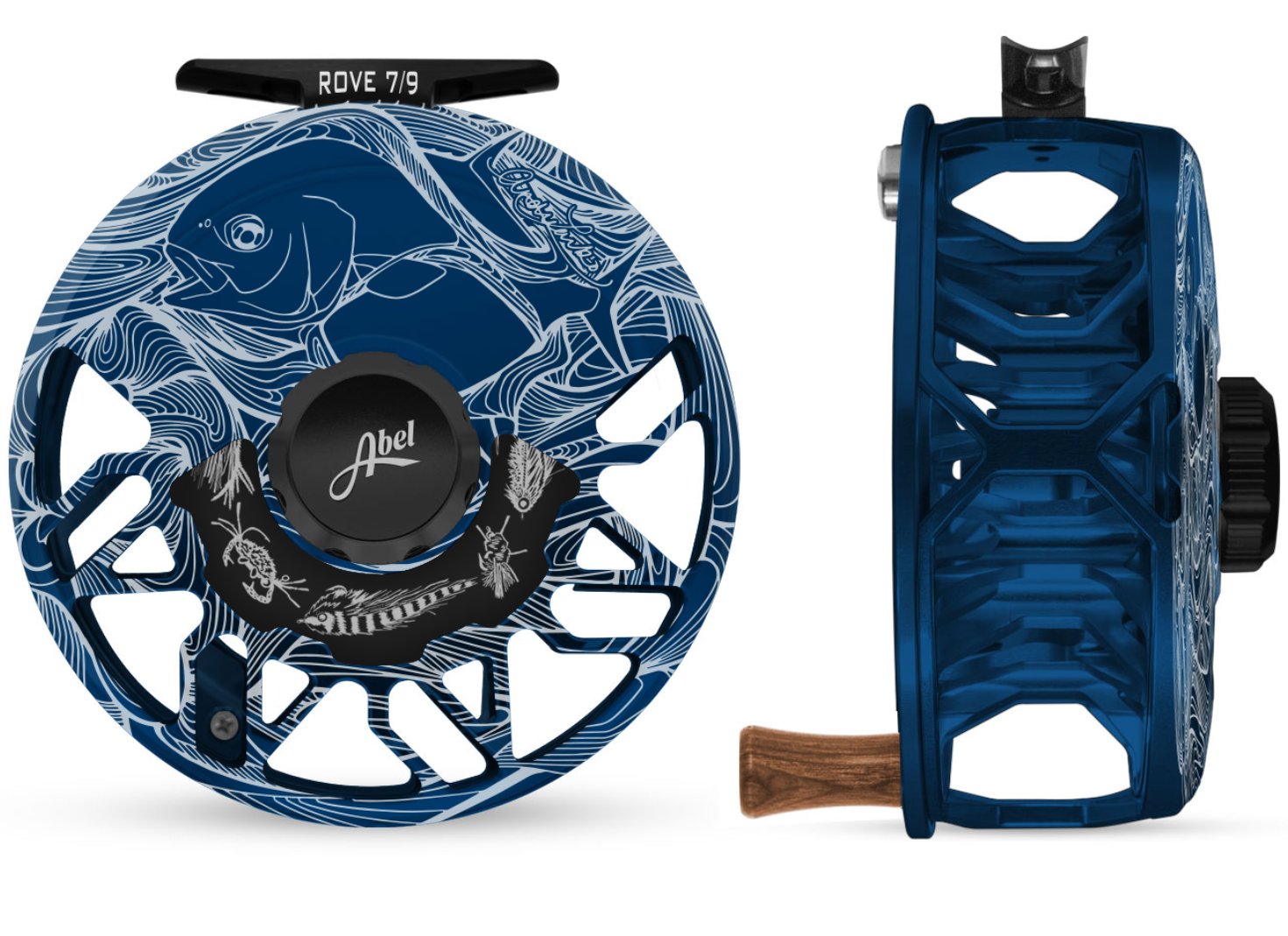 Abel ROVE 5/7 Teal Fly Reel with Underwood Salt Engraving and Platinum Drag