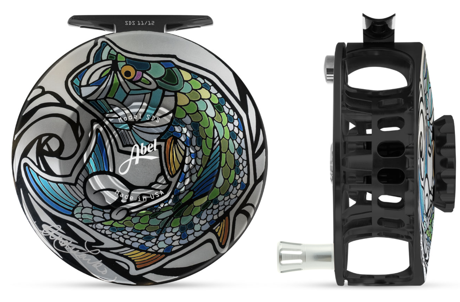 custom painted fly reels Abel TR Nomad 2 Pliers Custom Fly Fishing Reeling in