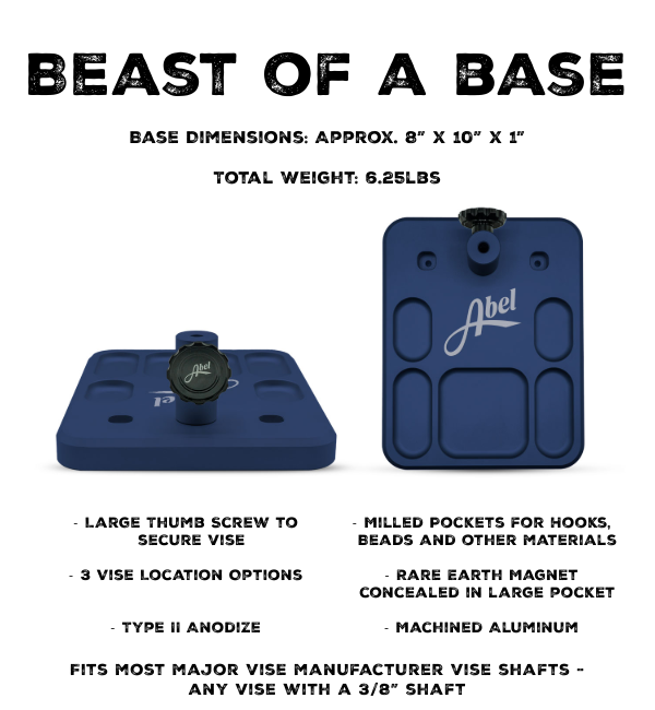 Abel Vise Base in Satin Deep Blue - New! – Salt Fly Pro Abel Vise Base in Satin Deep Blue - New! – Salt Fly Pro