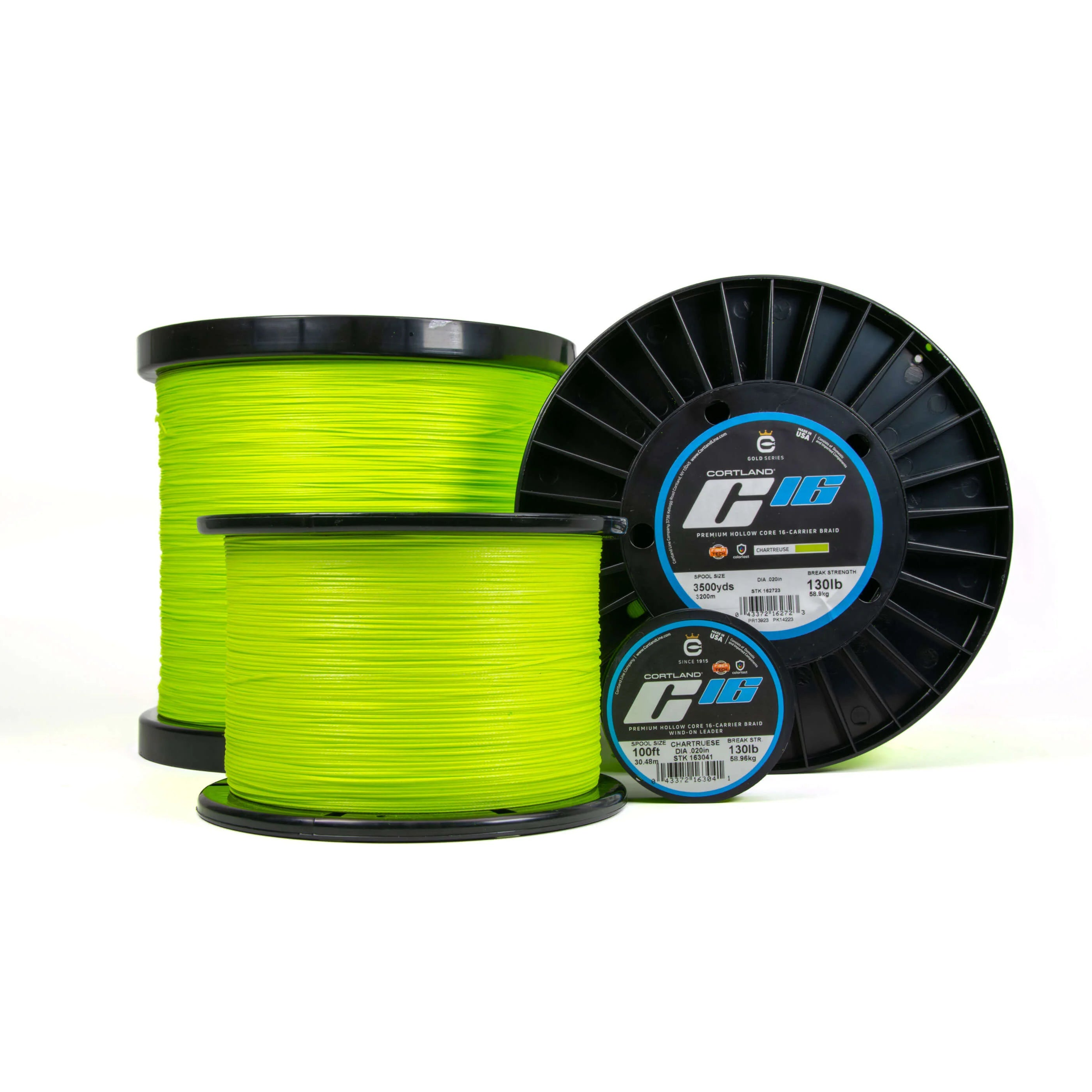 Cortland C16 Super Braid in Chartreuse - Hollow Core Gel-Spun Backing