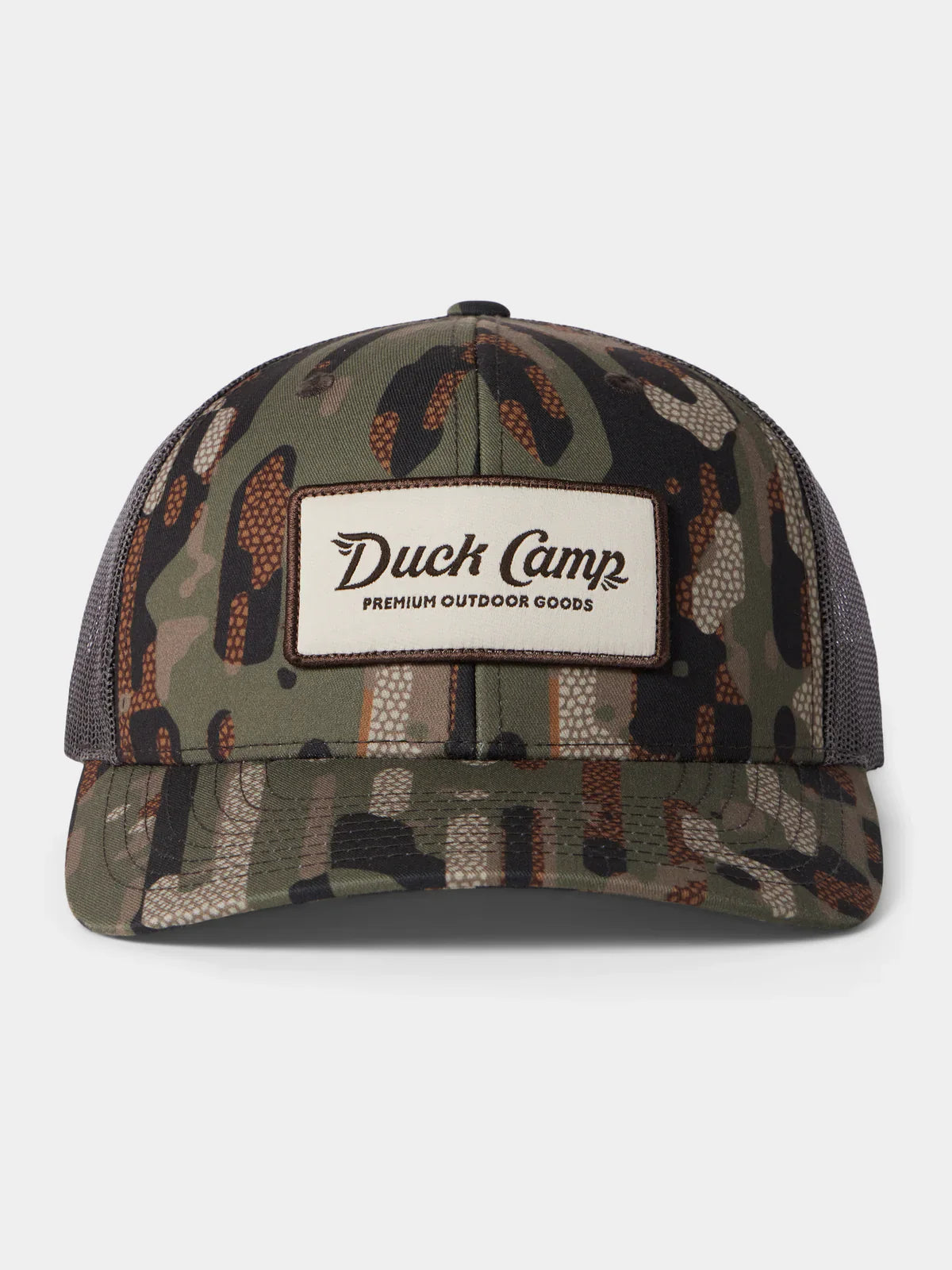 Duck Camp Trucker Hat in Woodland Camo