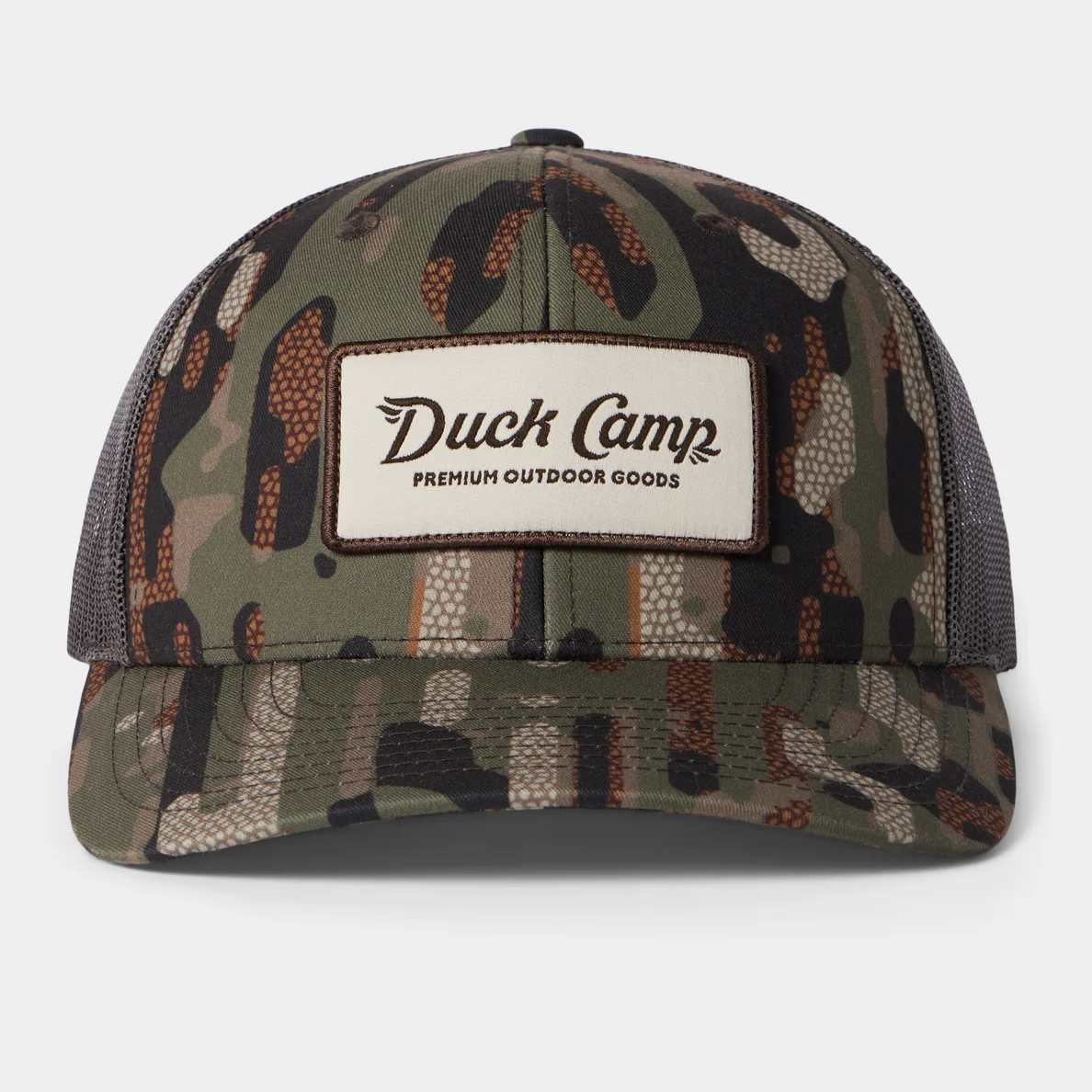 Duck Camp Trucker Hat in Woodland Camo