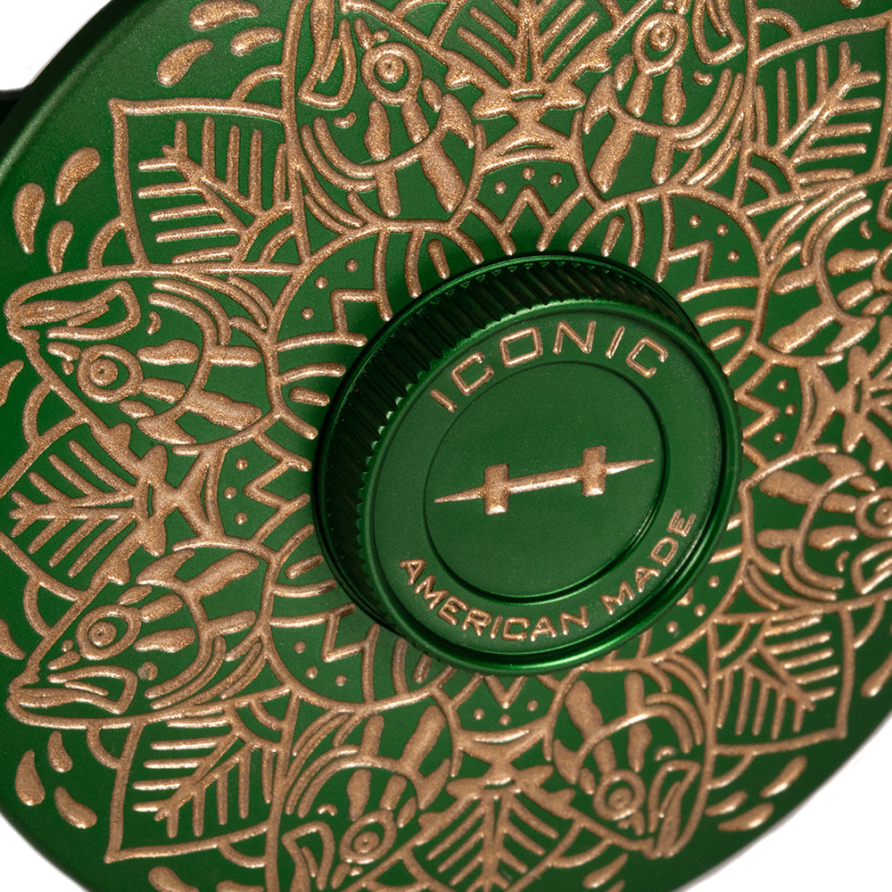 Hatch Iconic 5+ Plus Green Special Limited Edition Fly Reels - Artist Collaboration with Drew Wilson