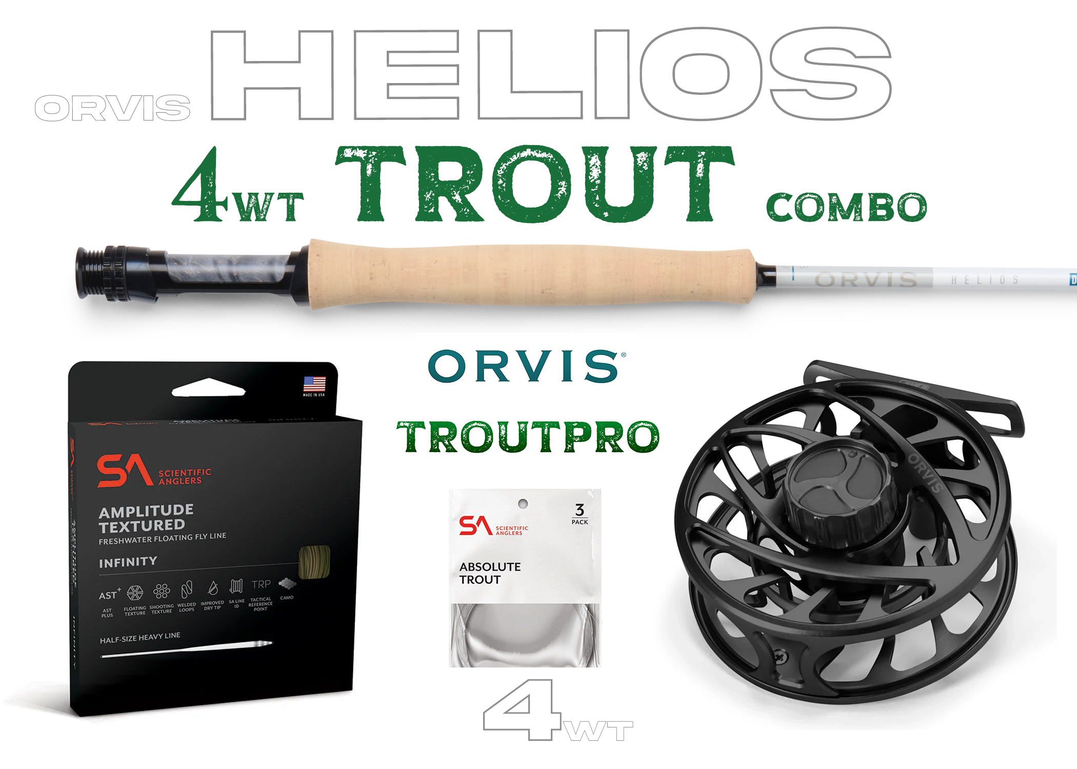 Orvis Helios F 4wt TROUT Fly Rod Combo Outfit - New!