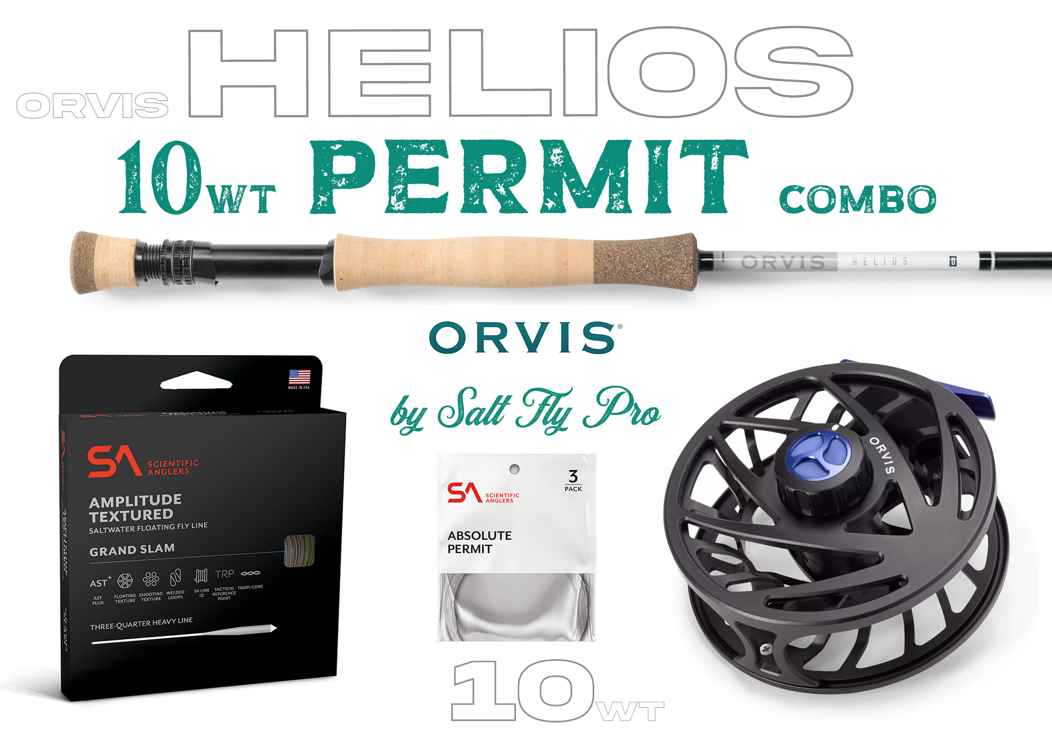 Orvis Helios D 10wt PERMIT Fly Rod Combo Outfit - New!