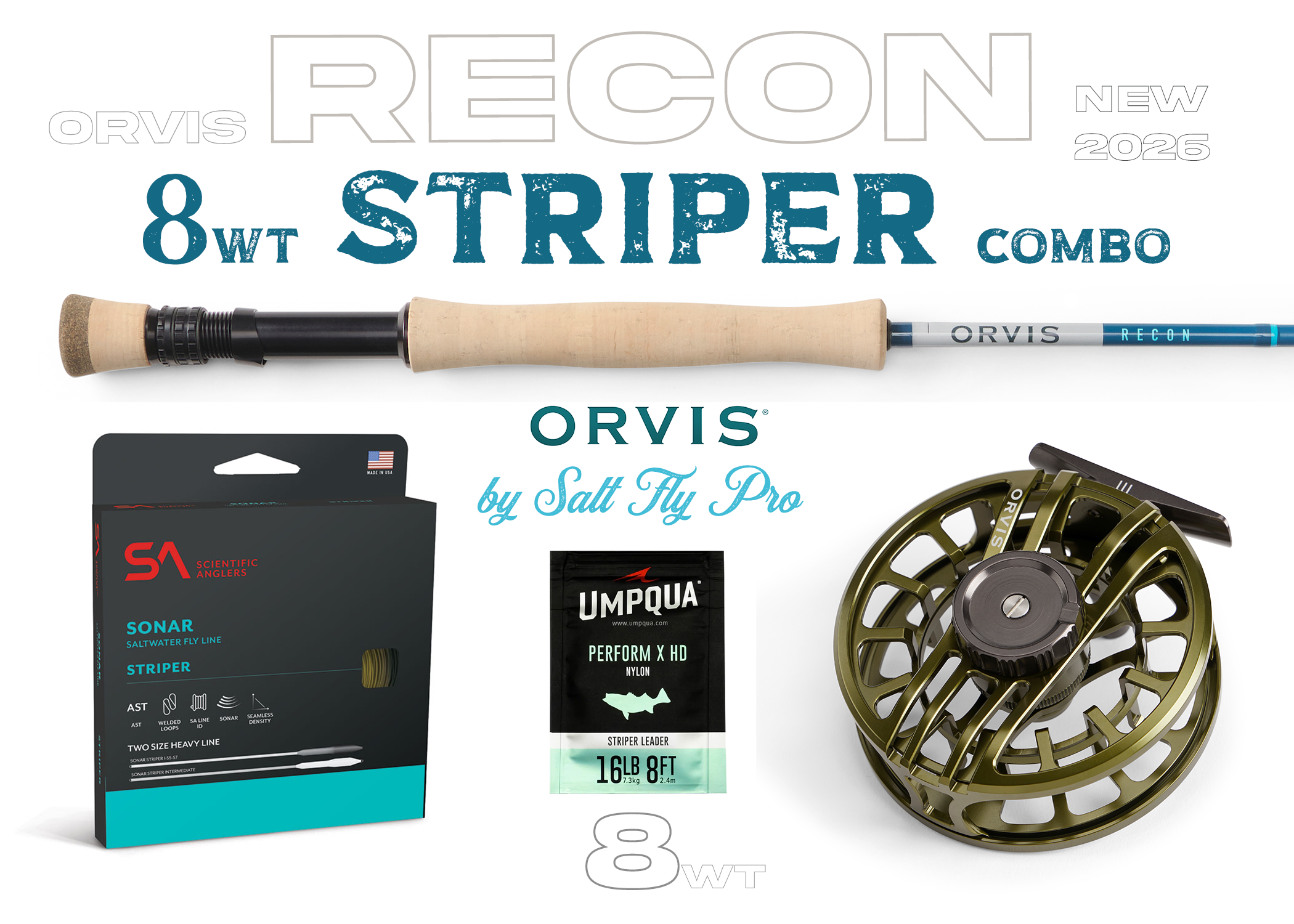 Orvis Recon 8wt STRIPER Combo Fly Rod Outfit - New!