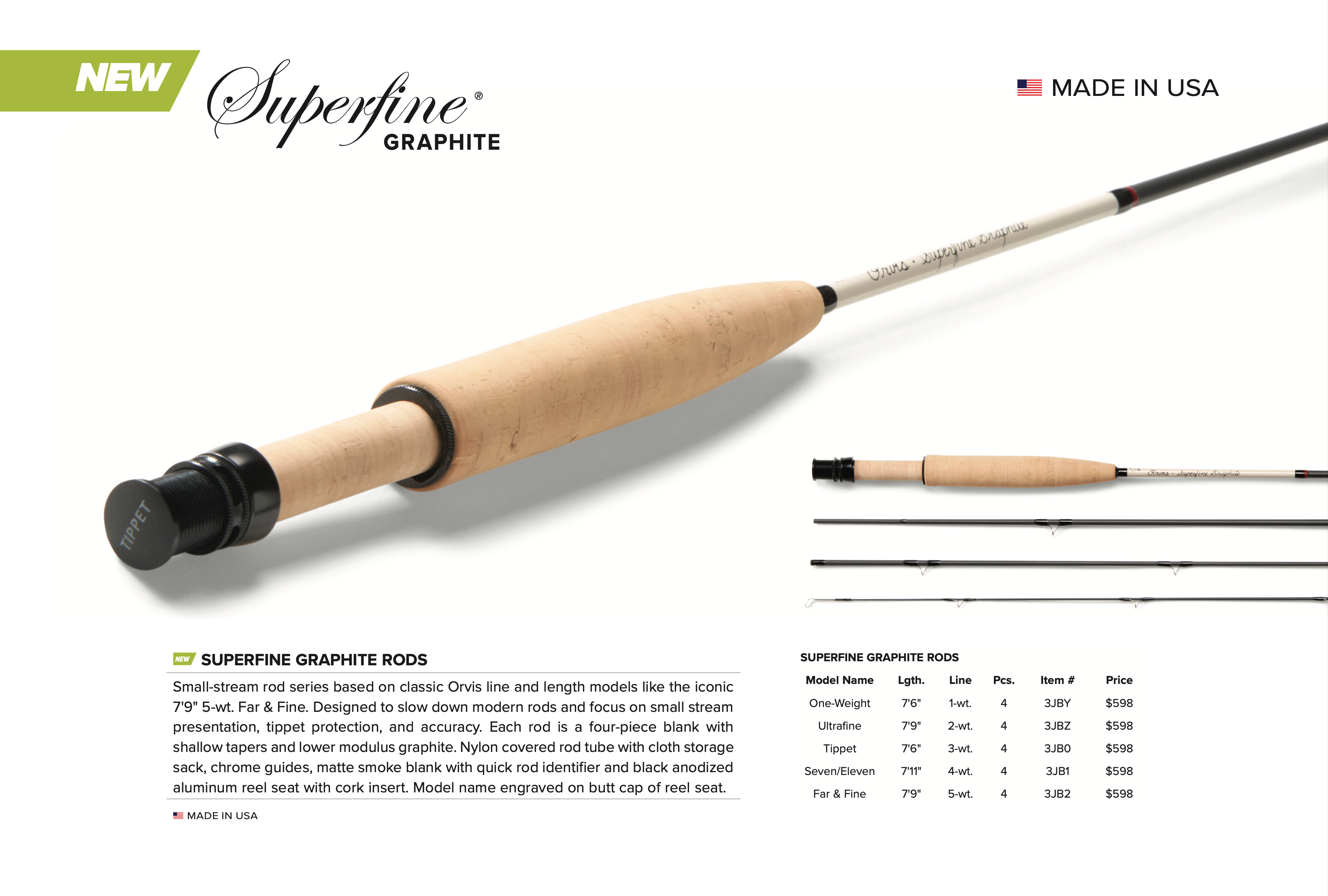 Orvis Superfine Graphite / Carbon Fly Rods