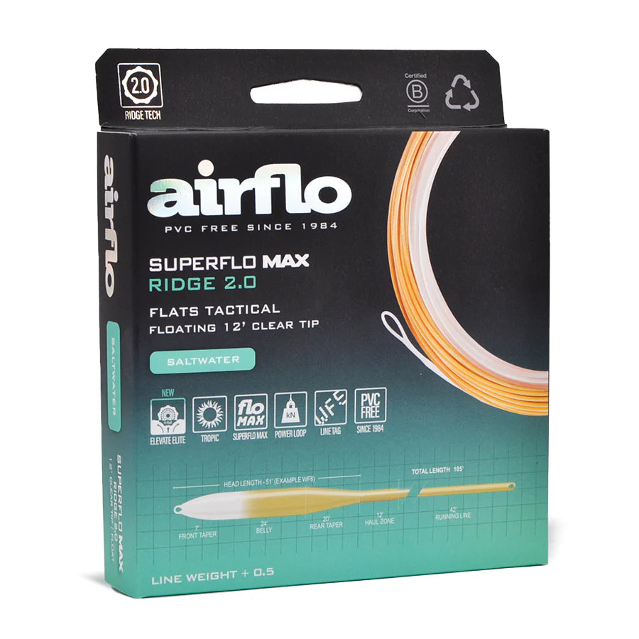 Airflo Flats Clear Tip Tactical Taper Saltwater Floating Fly Line - Superflo Ridge 2.0