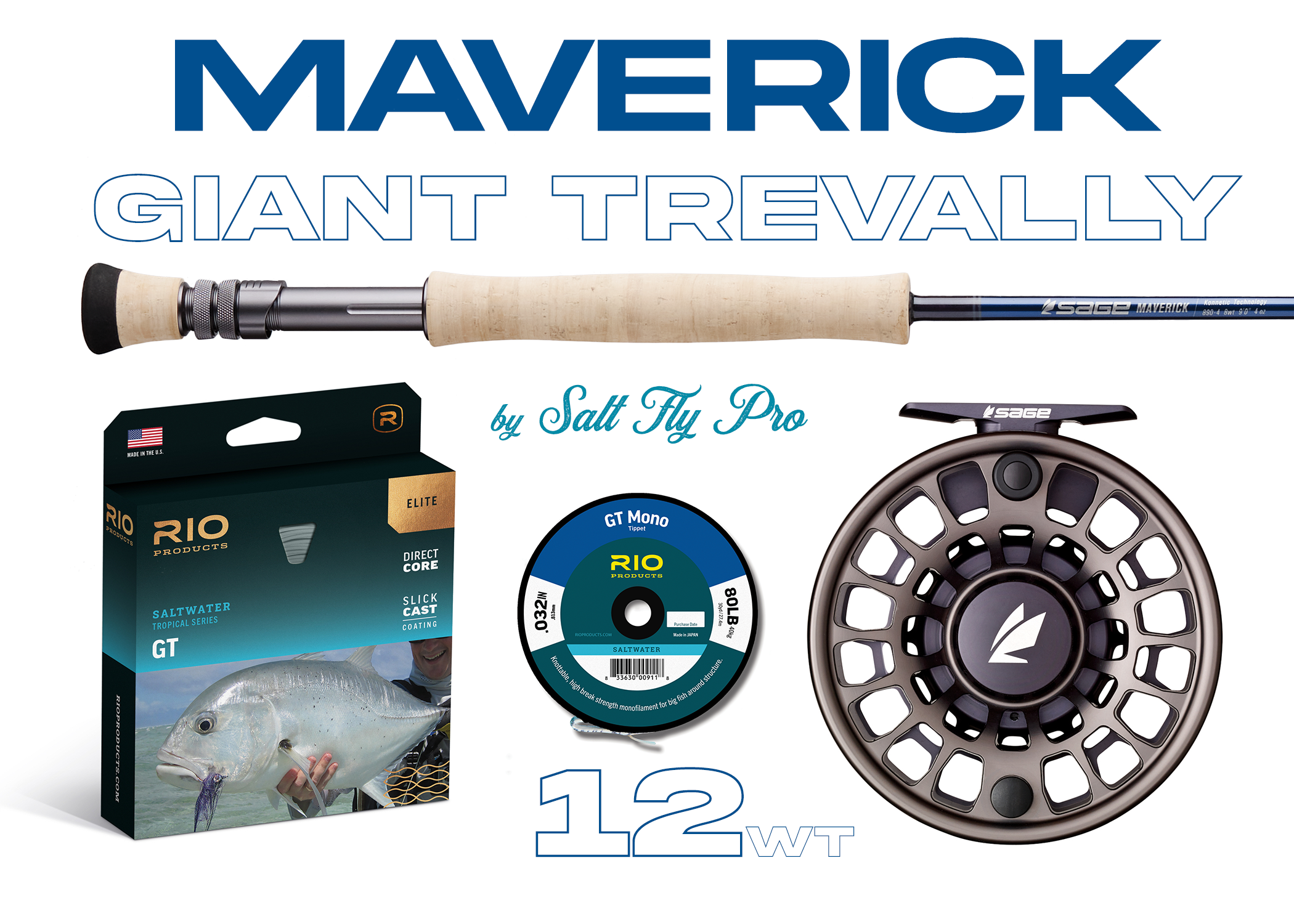 Sage MAVERICK 12wt GT GIANT TREVALLY Fly Rod Combo Outfit - NEW!