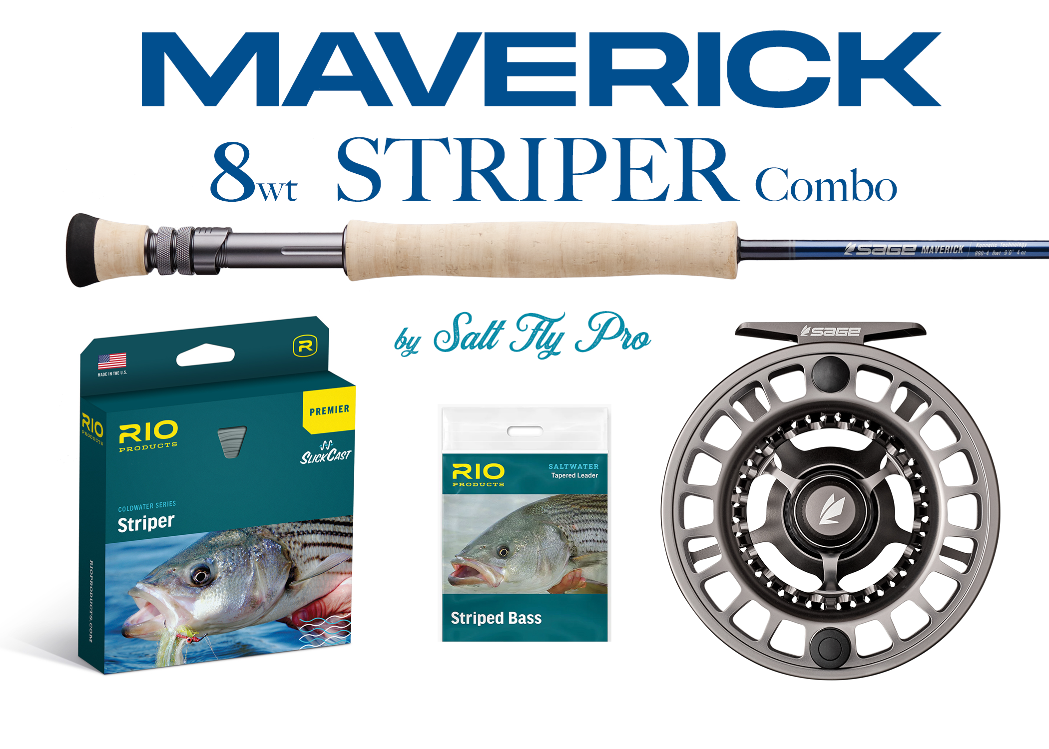 Sage Maverick 8wt Striper combo fly rod reel