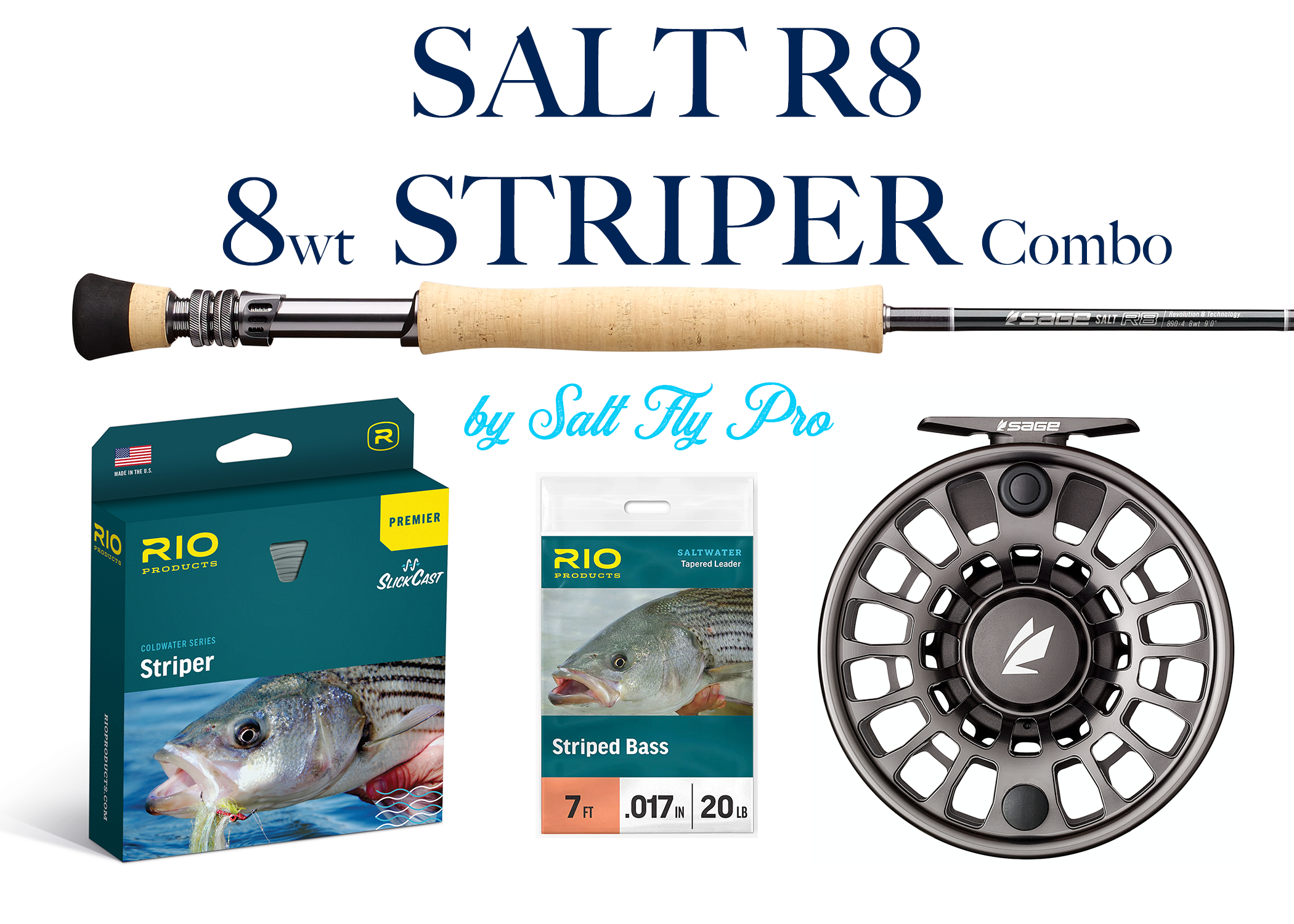 Sage SALT R8 8wt STRIPER / Striped Bass Fly Rod Combo Outfit - NEW!