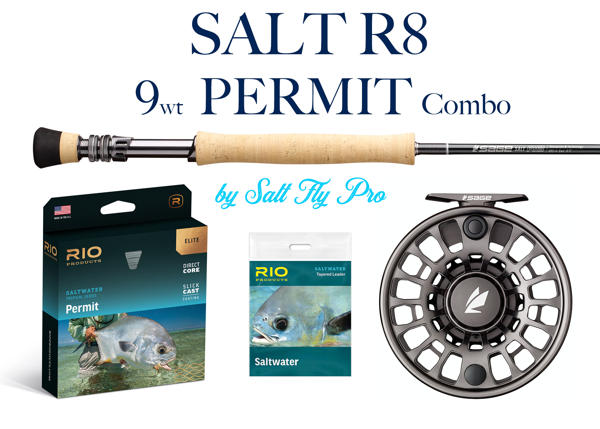 Sage SALT R8 9wt PERMIT Saltwater Fly Rod Combo Outfit - NEW!