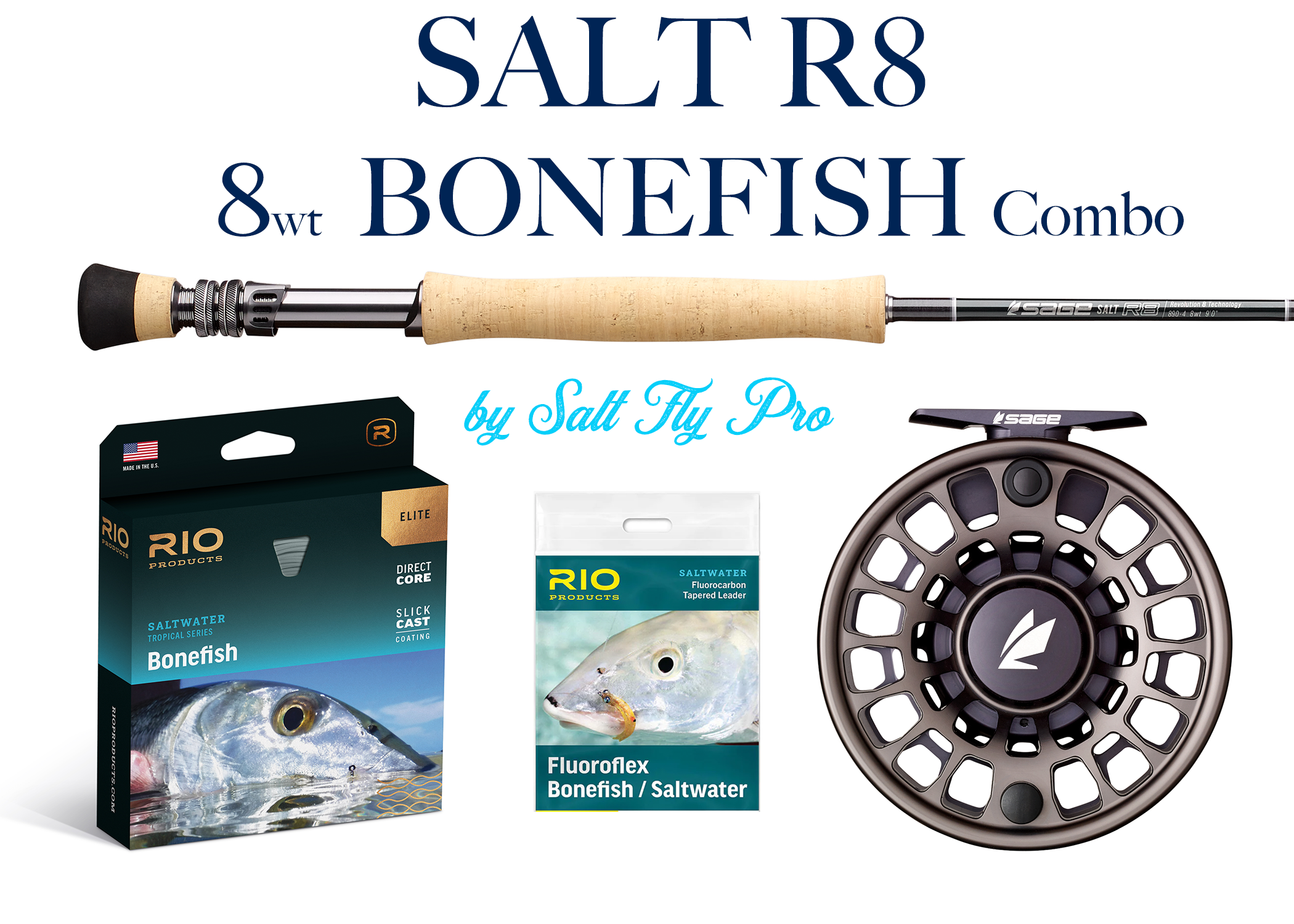 Sage SALT R8 8wt BONEFISH Saltwater Fly Rod Combo Outfit - NEW!