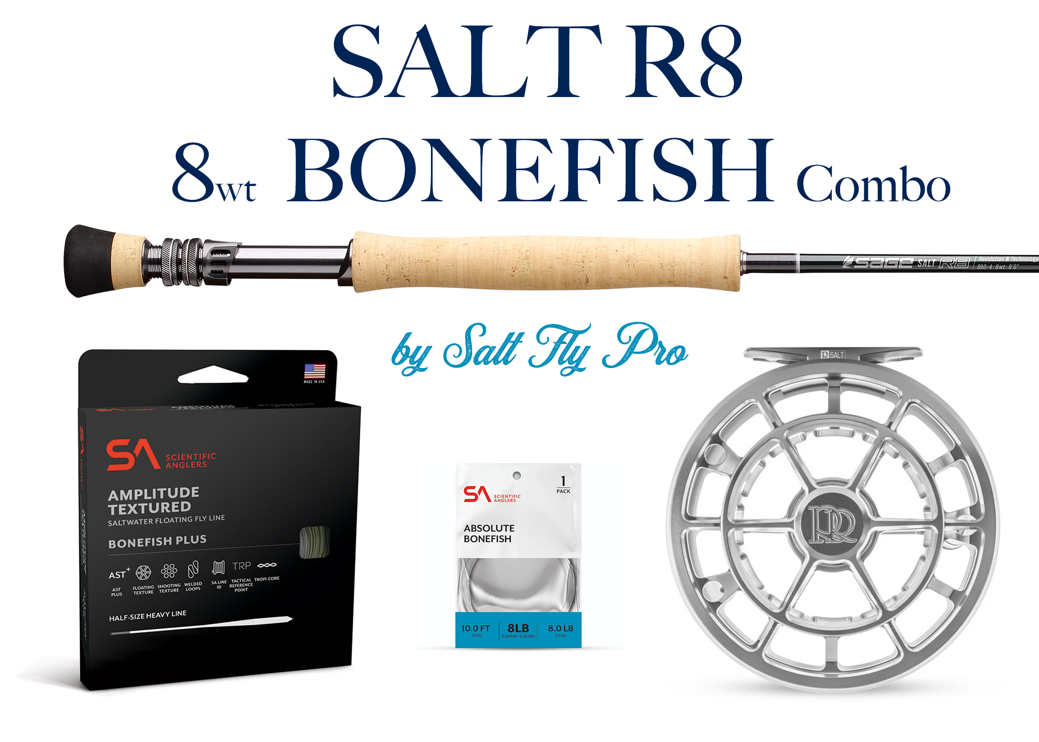 Sage SALT R8 8wt BONEFISH Fly Rod Combo - New!