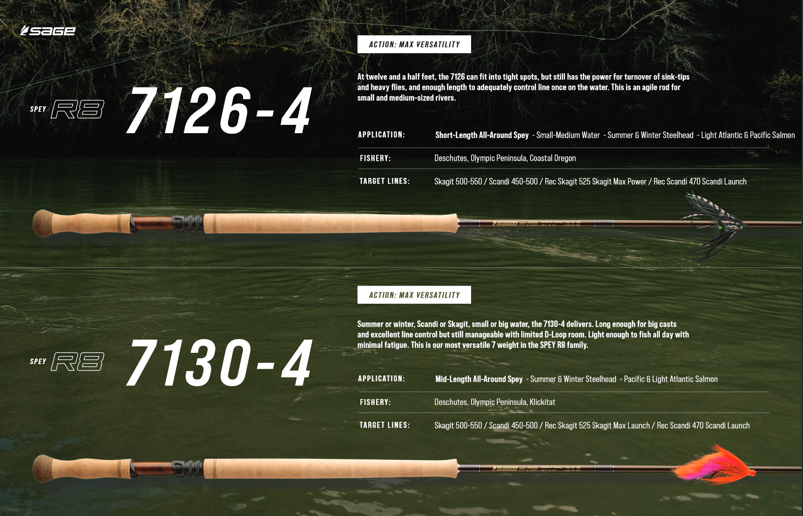 Sage SPEY R8 7126-4 7wt 12'6" Rods for Maximum Versatility - NEW!