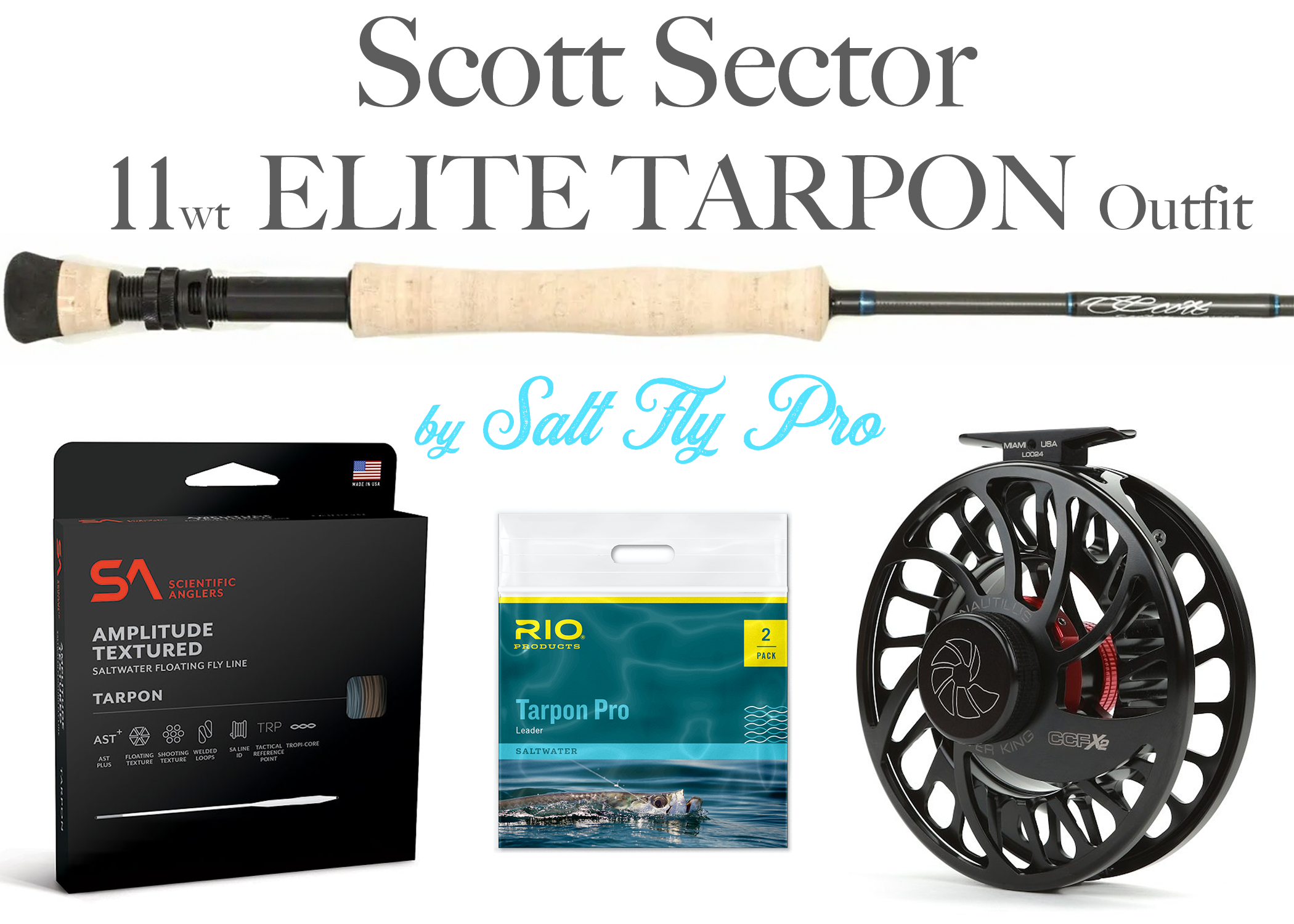 Scott Sector 11wt Tarpon fly rod combo outfit Nautilus Silver King reel