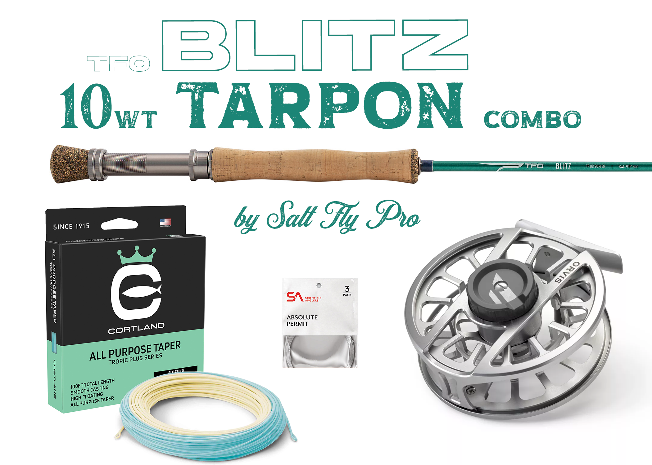 TFO BLITZ 10wt LIGHT TARPON & BIG PERMIT Fly Rod Combo Outfit - New!