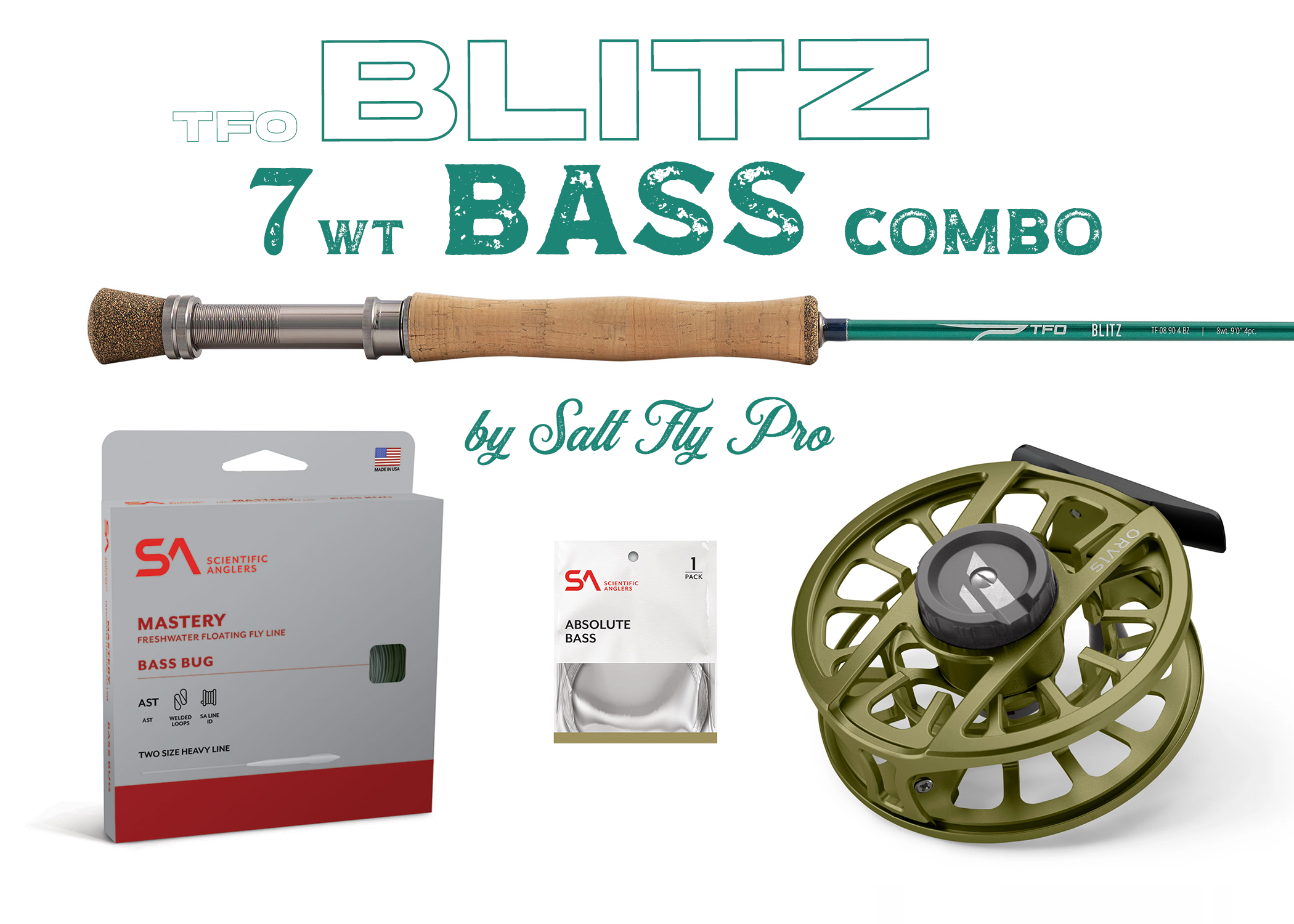 TFO BLITZ 7wt BASS Fly Rod Combo Outfit - New!