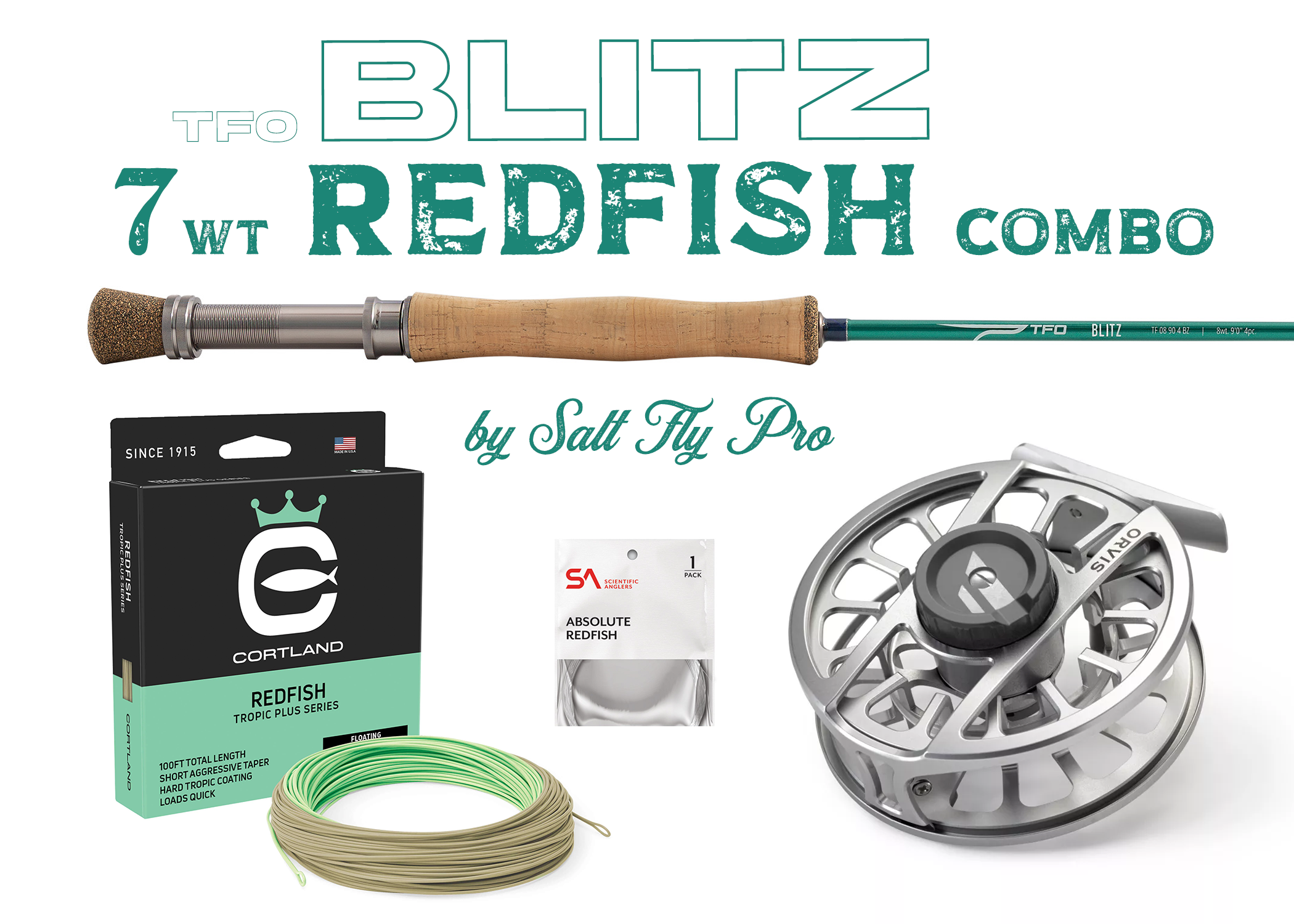 TFO BLITZ 7wt REDFISH Fly Rod Combo Outfit - New!