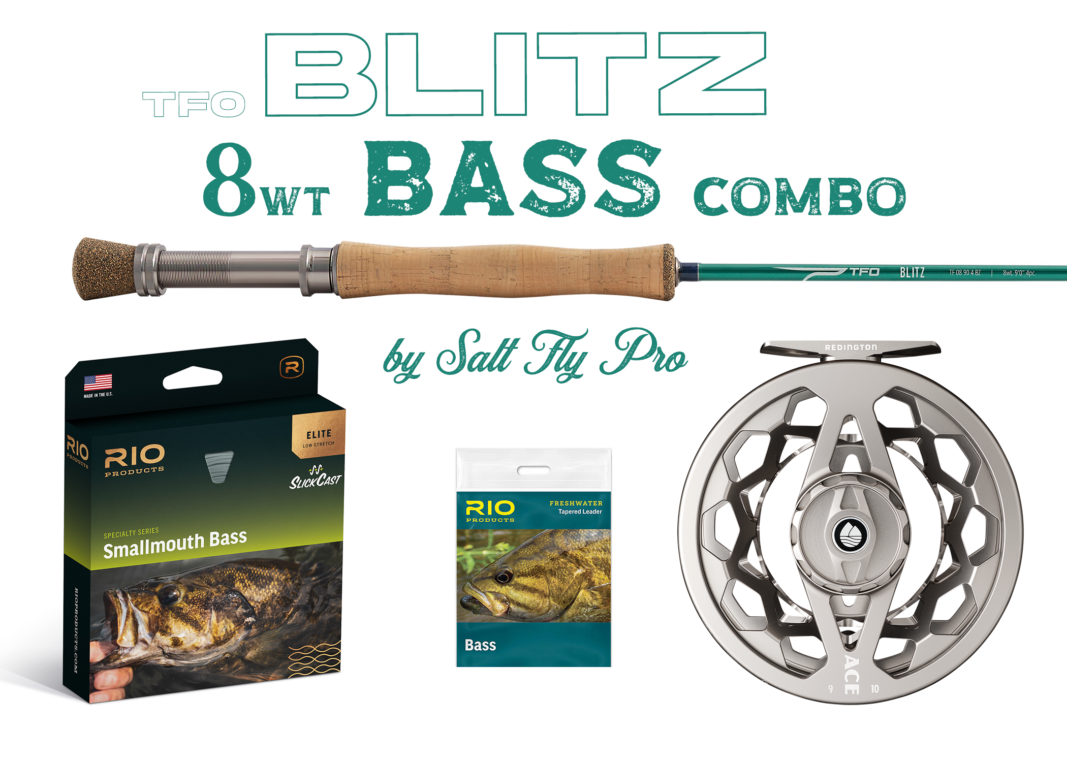 TFO Blitz Bass Fly Rod 8wt Combo Outfit