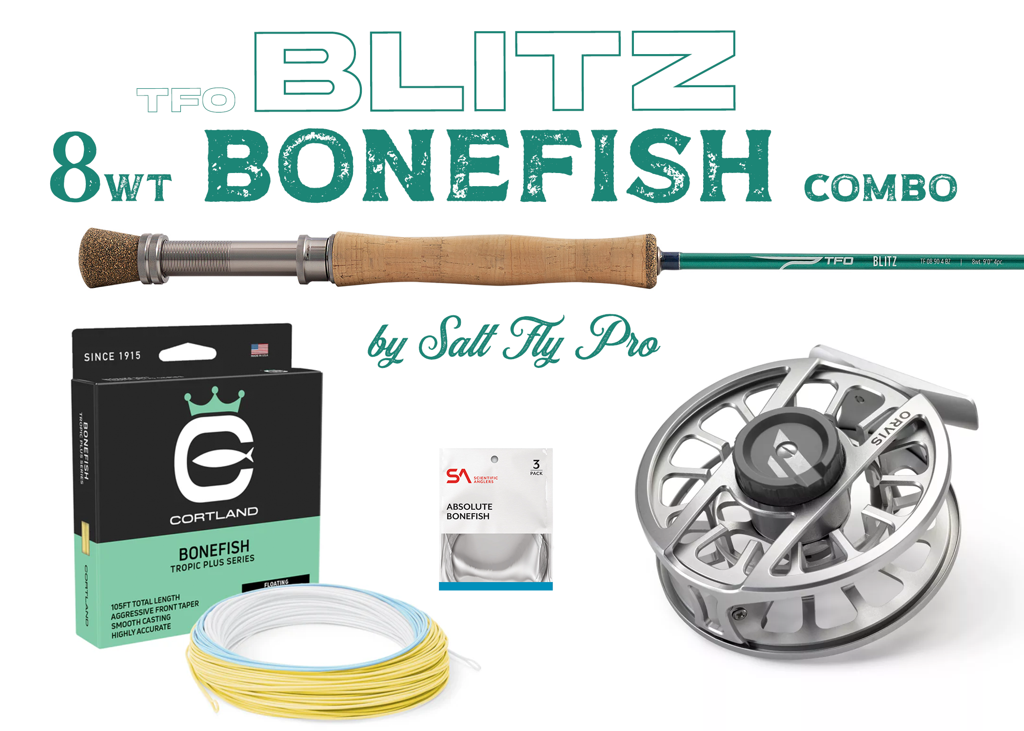 TFO BLITZ 8wt BONEFISH Fly Rod Combo Outfit - New!