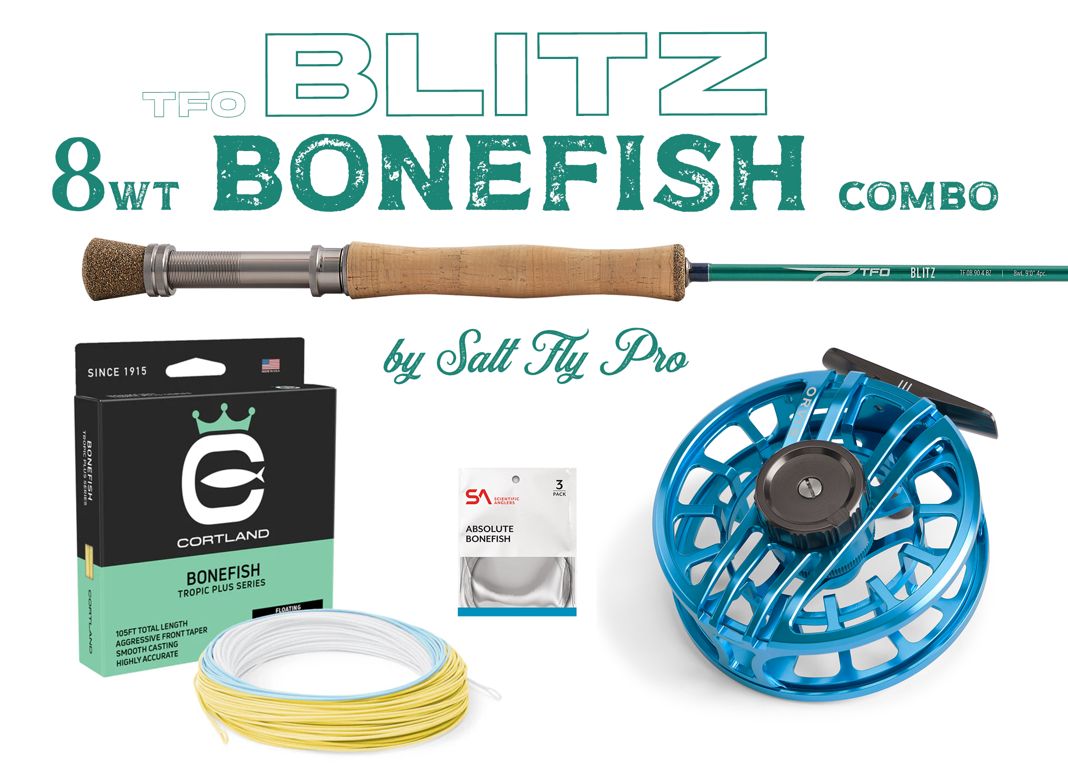 TFO BLITZ 8wt BONEFISH Fly Rod Combo Outfit - New!