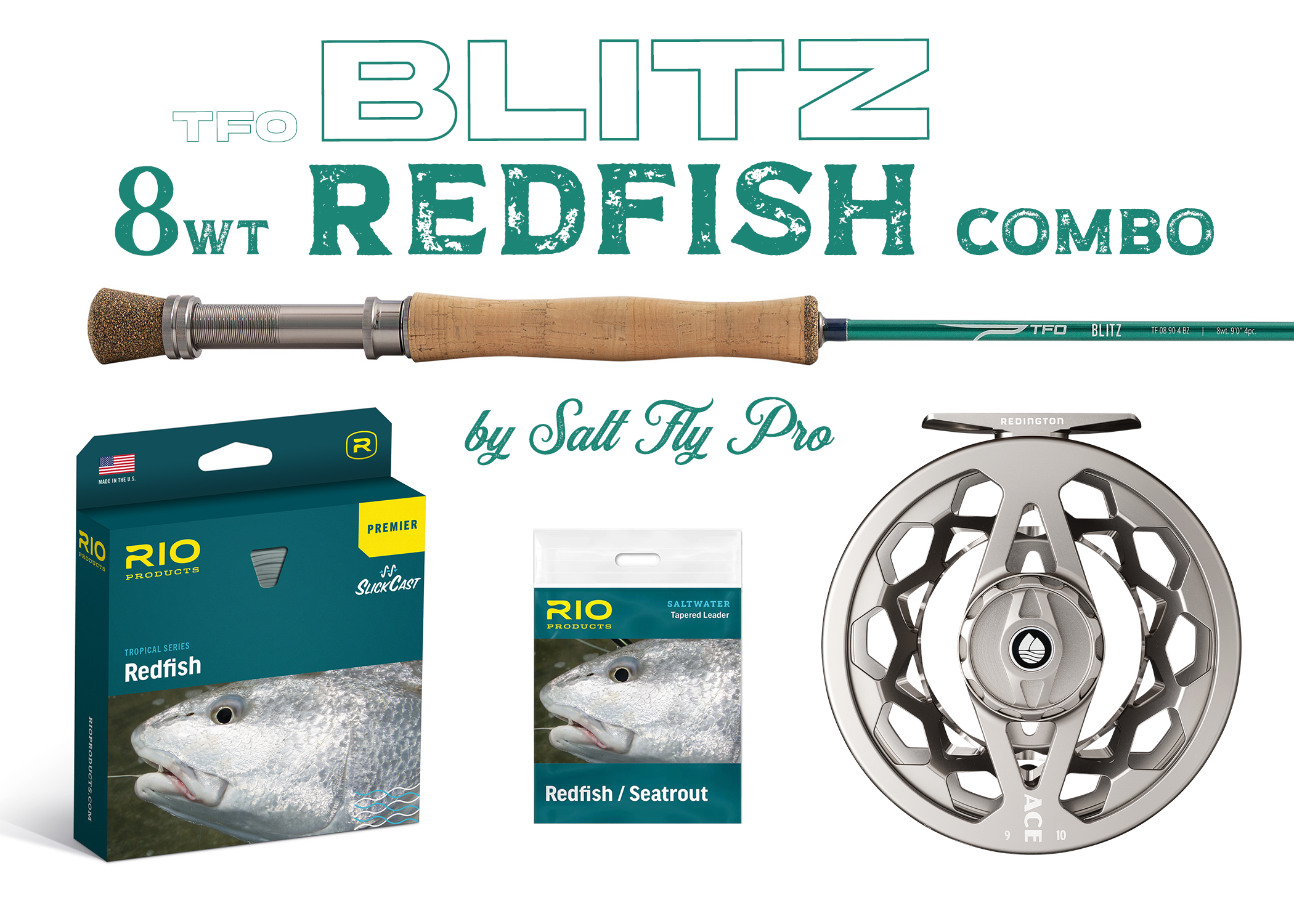 TFO Blitz 8wt Fly Rod Redfish Combo Outfit