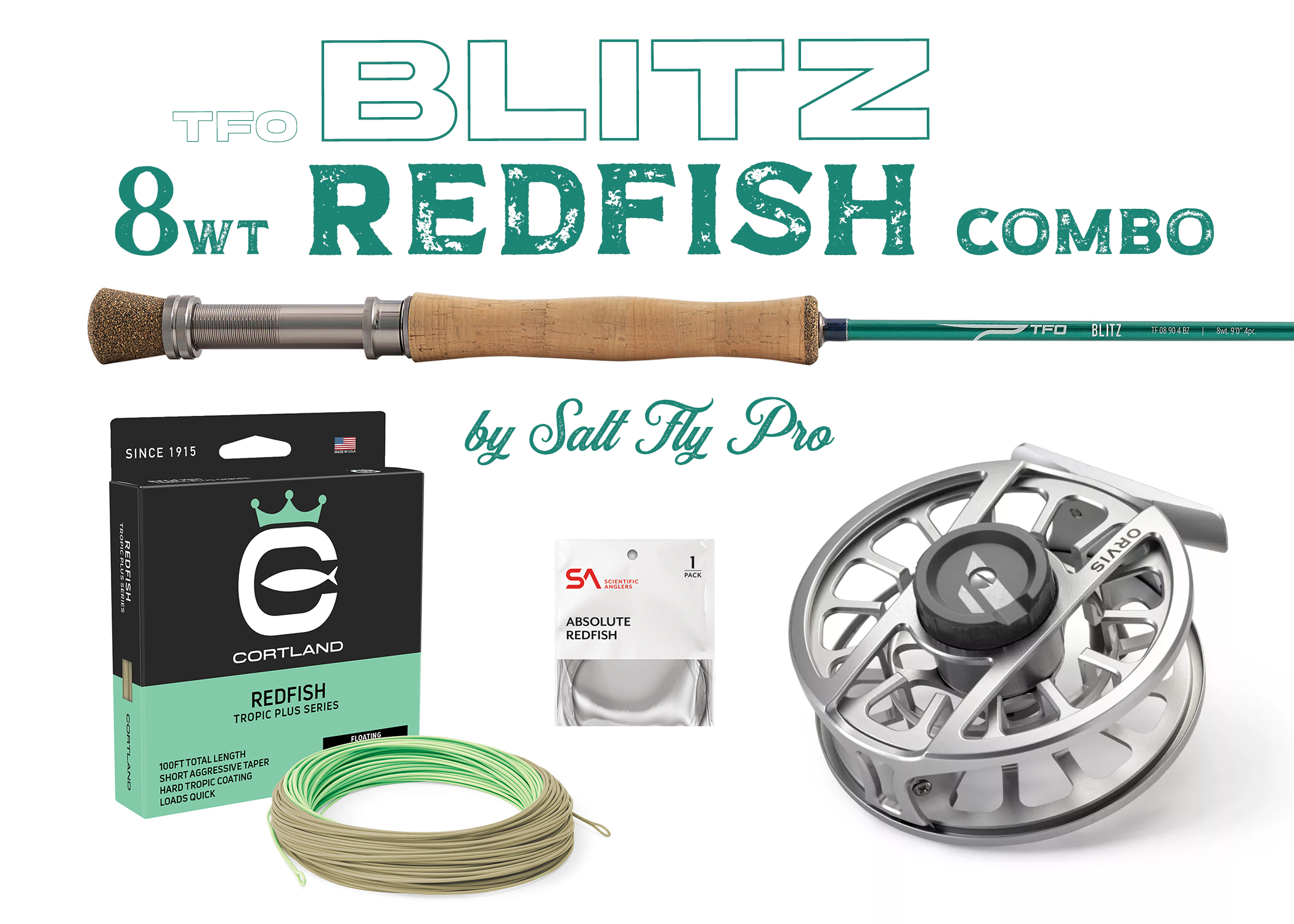 TFO BLITZ 8wt REDFISH Fly Rod Combo Outfit - New!