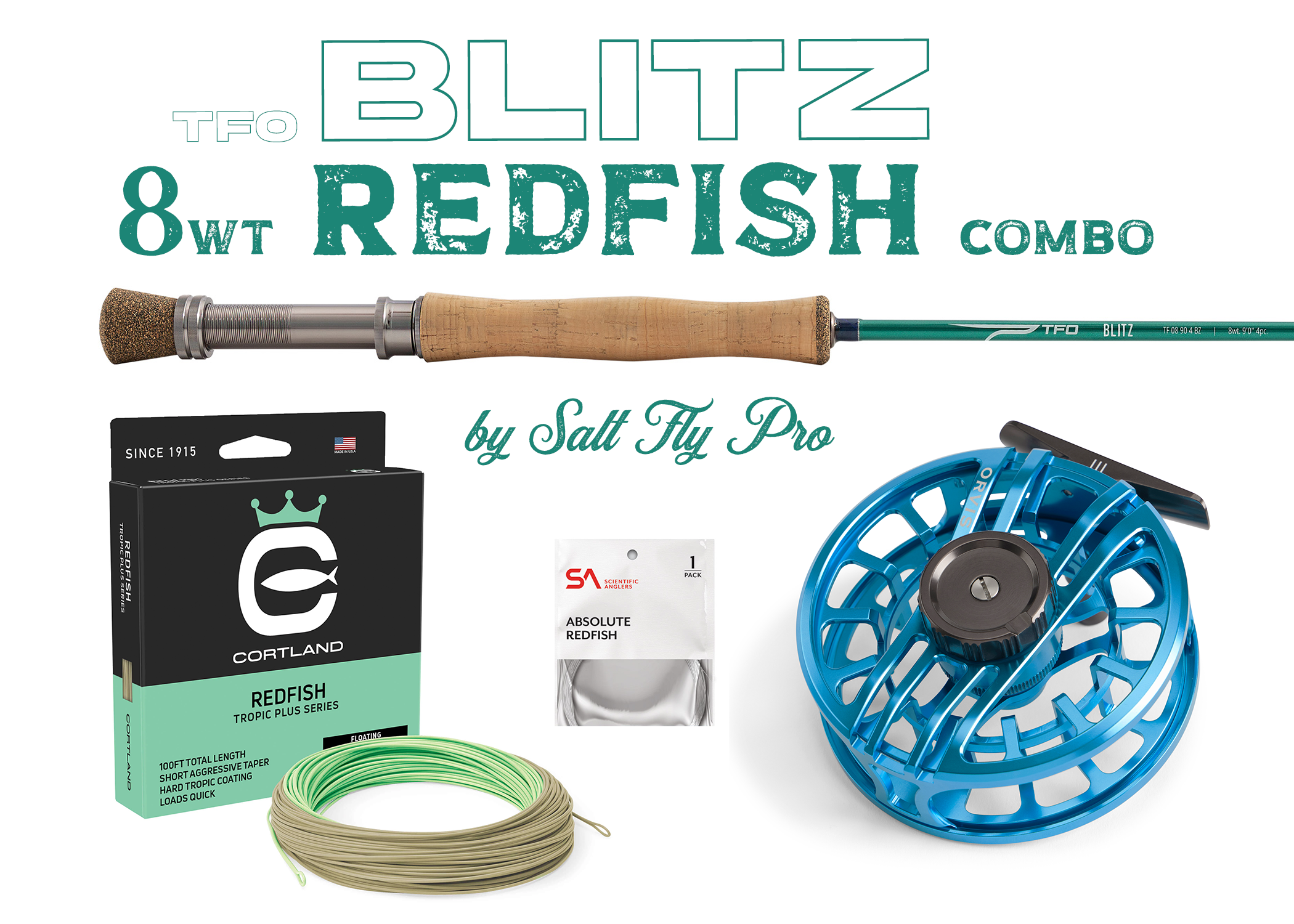 TFO BLITZ 8wt REDFISH Fly Rod Combo Outfit - New!