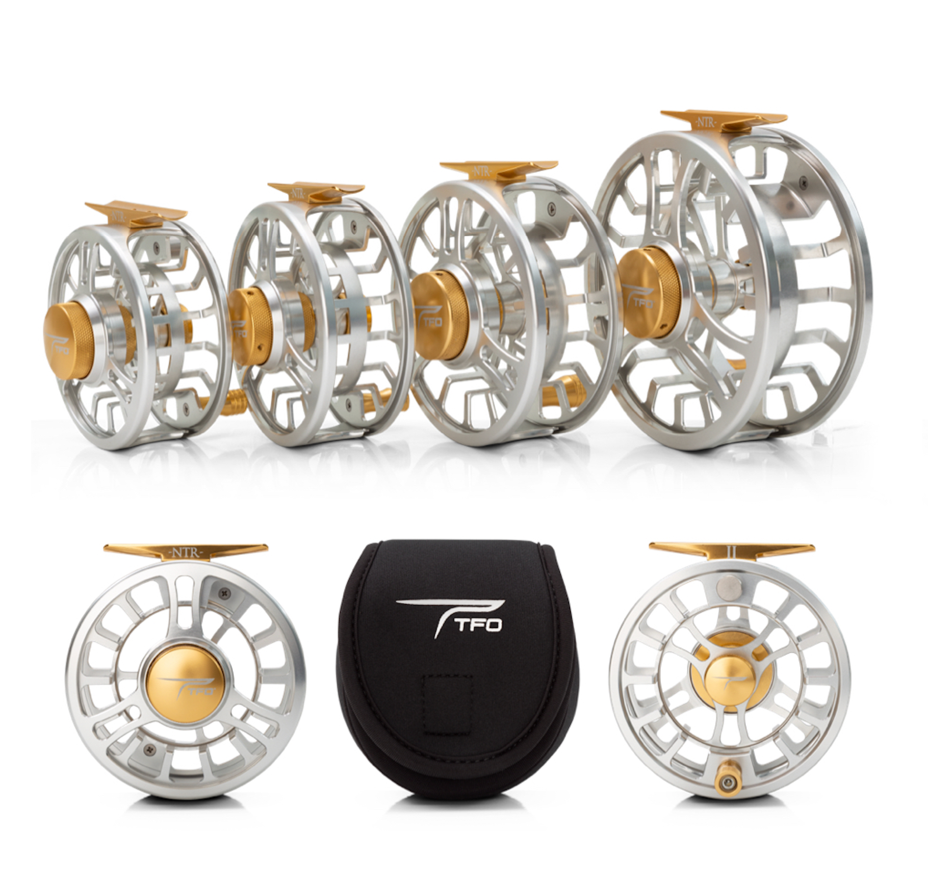 TFO NTR Fly Reels in Silver/Gold