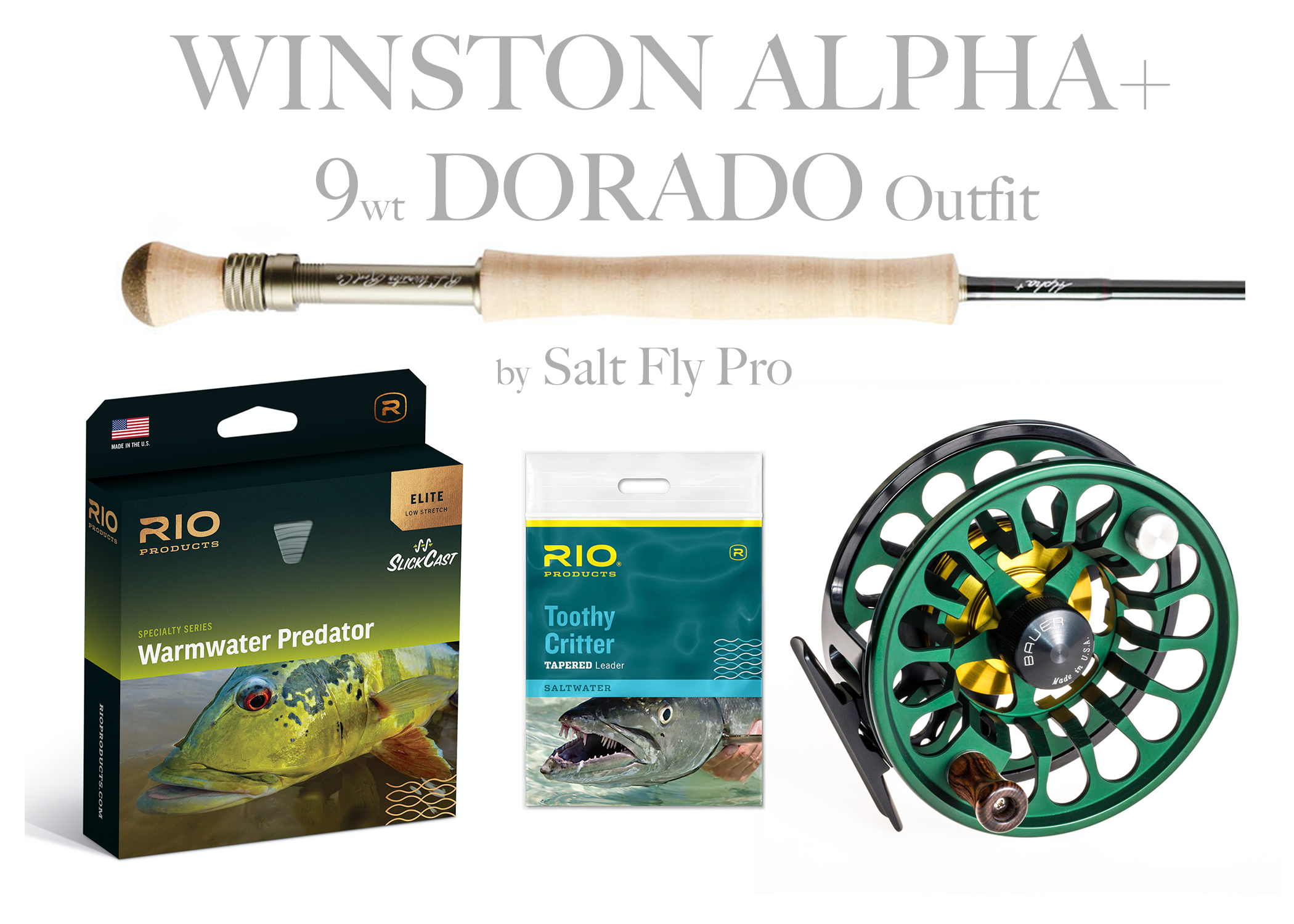 Winston Jungle 9wt Fly Rod Alpha Dorado Peacock Bass Fly Rod Combo Outfit 