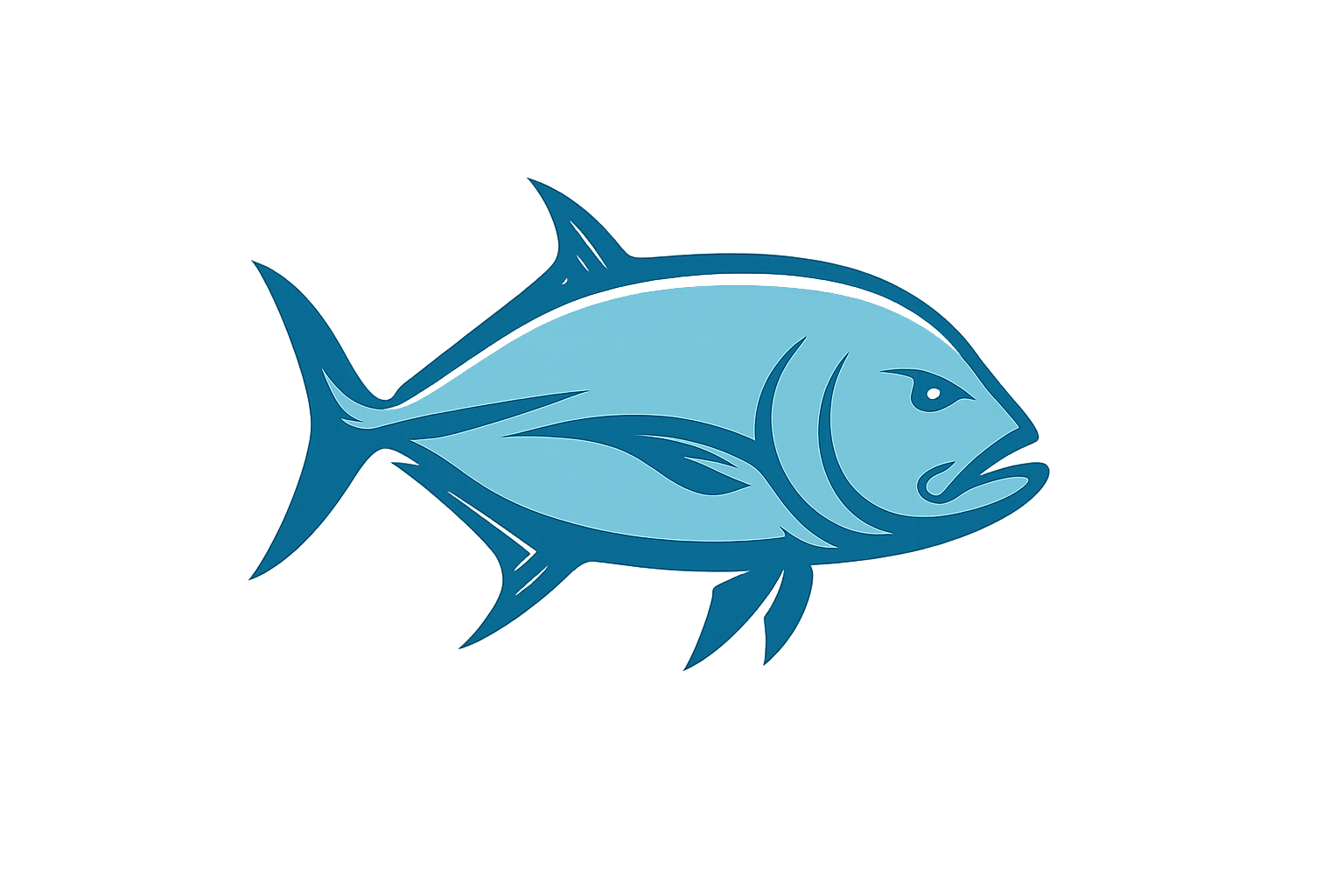 giant trevally fish logo in light blue
