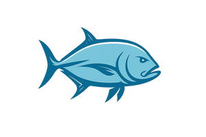 giant trevally fish logo in light blue