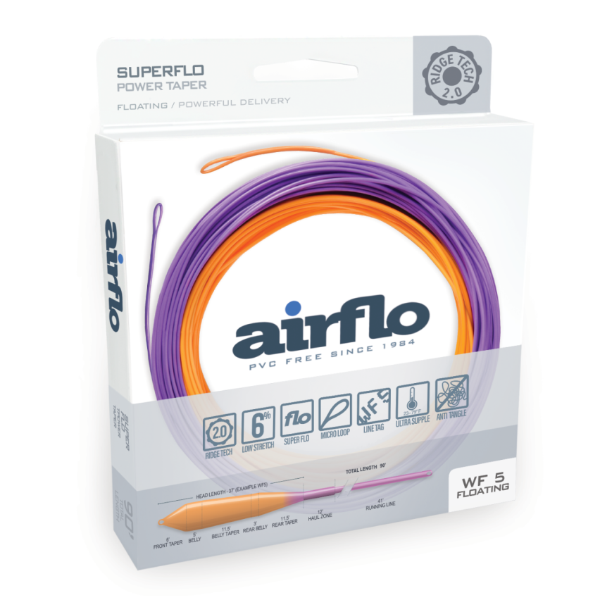 Airflo Superflo Max Ridge 2.0 Power Taper (NEW) Sunburst/Purple / WF9F