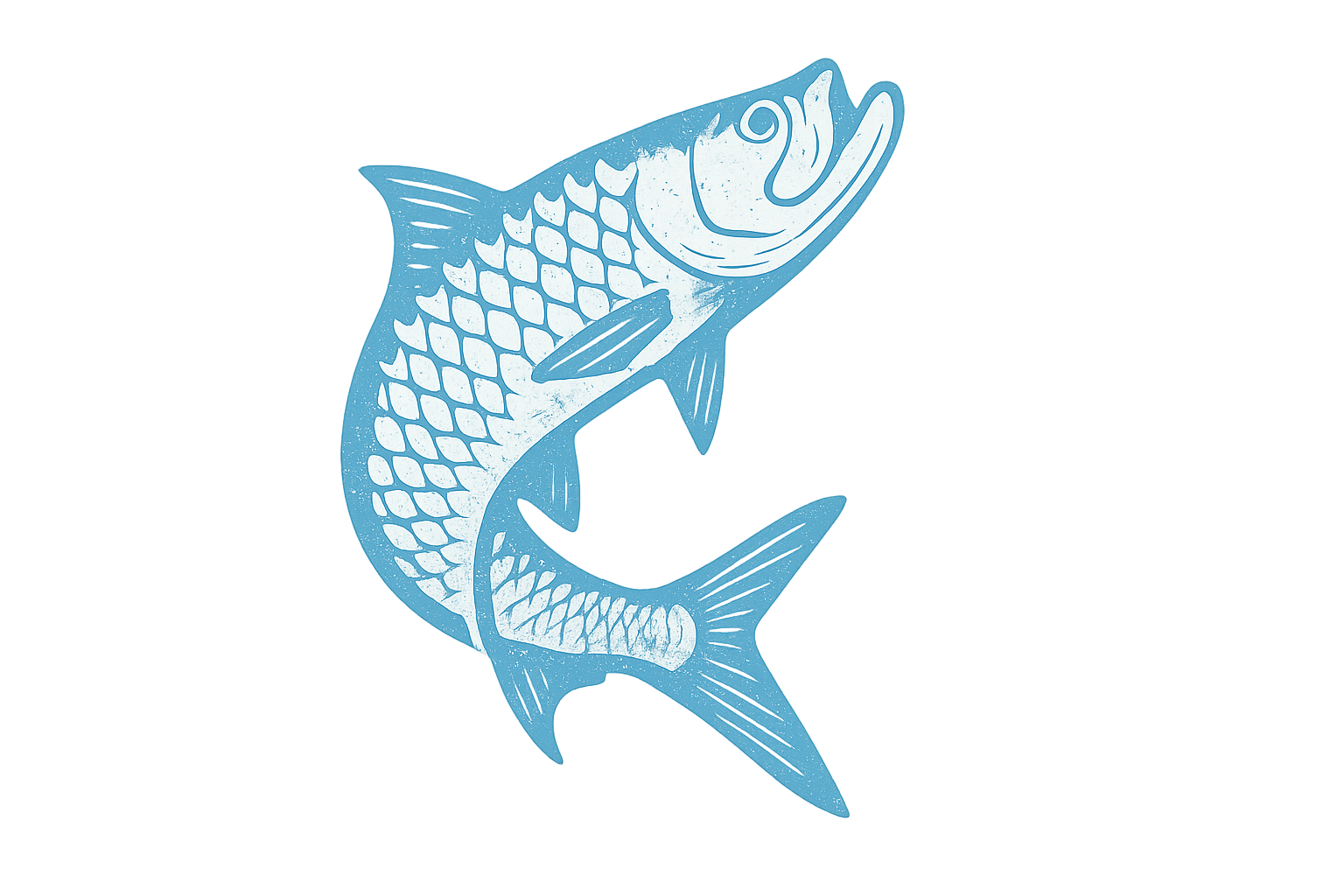 tarpon logo in light blue with weathered look