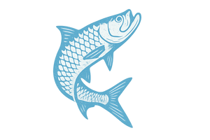 tarpon logo in light blue with weathered look
