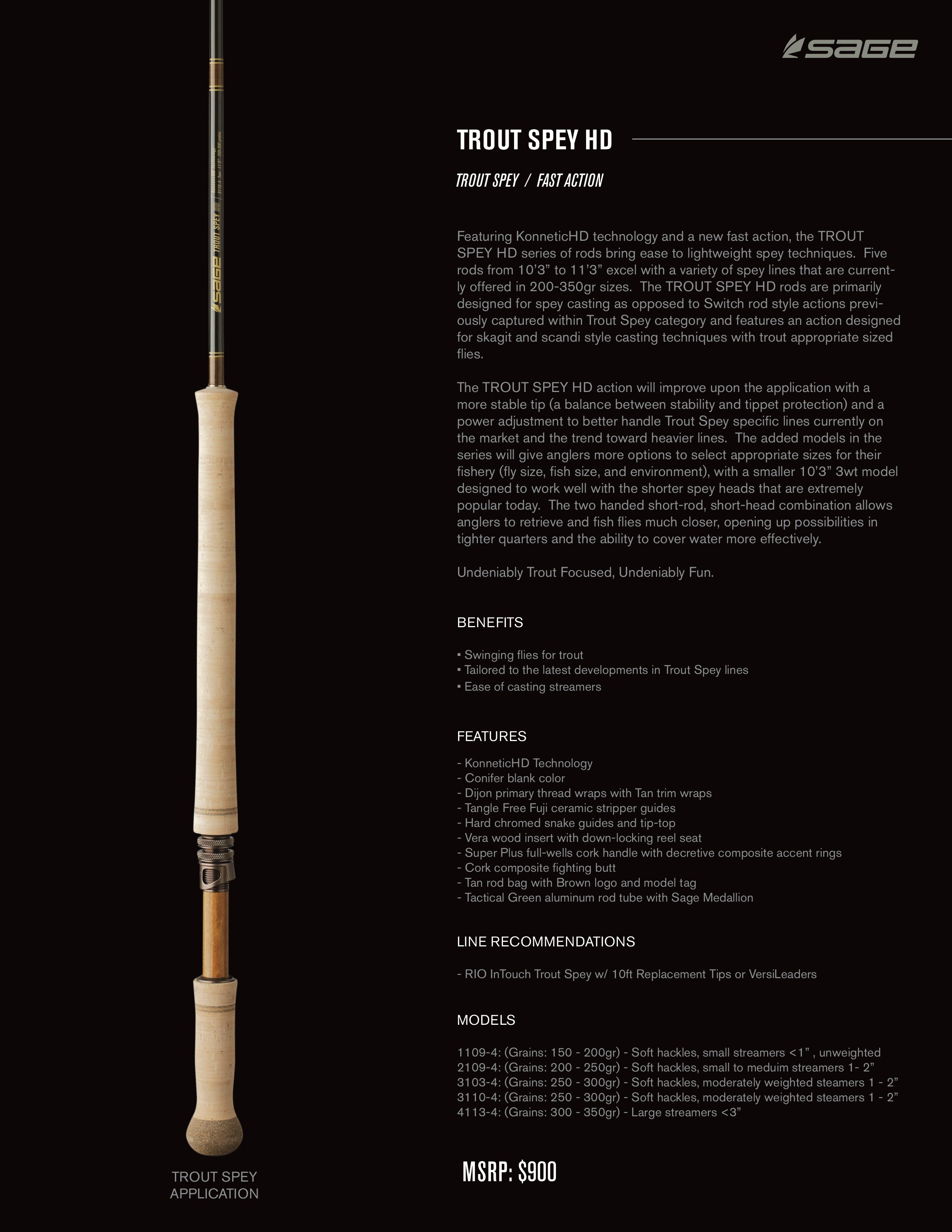 Sage TROUT SPEY HD Fly Rods